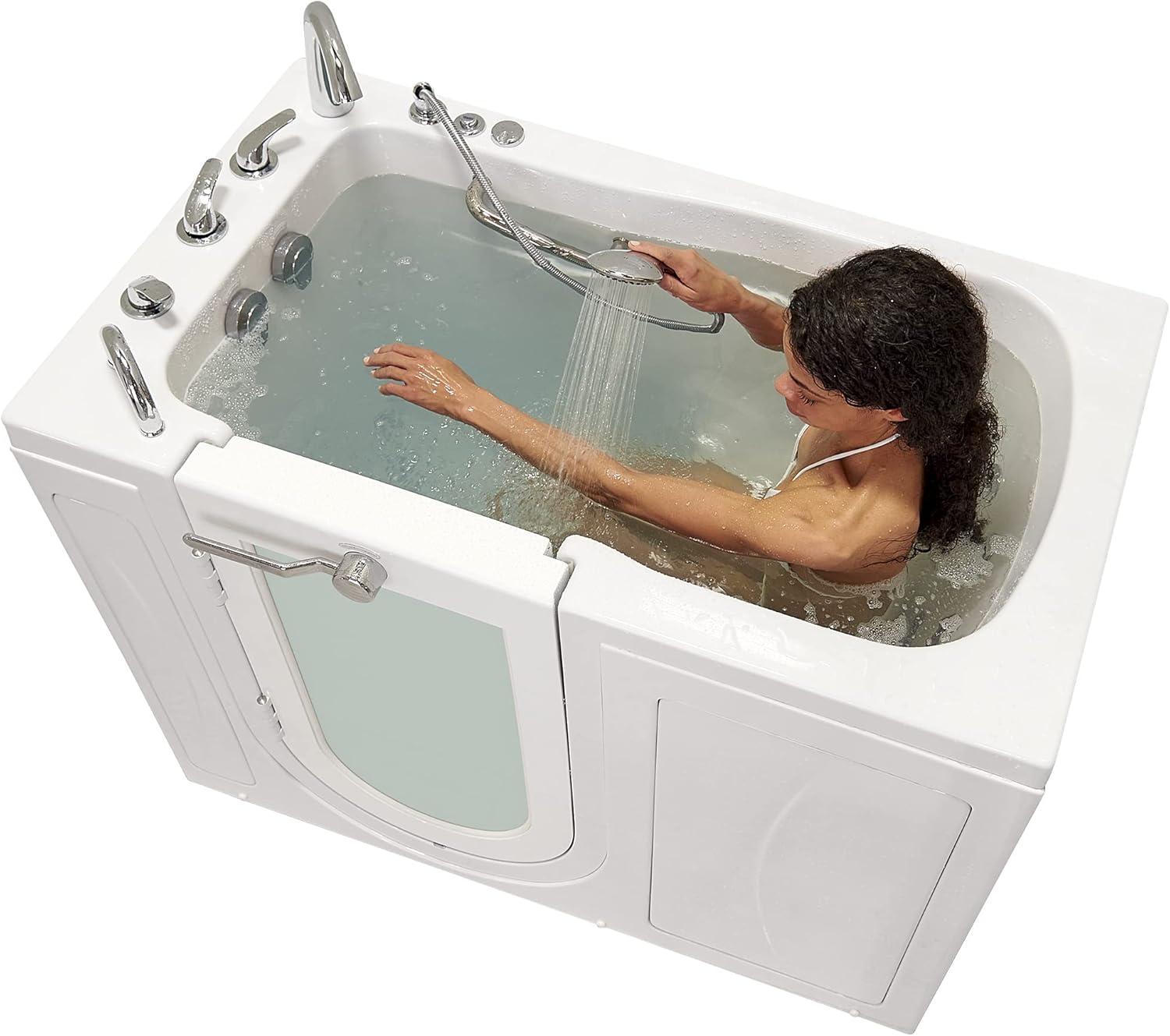 Monaco 32"x52" Acrylic Hydro Massage Walk-In Bathtub, 5 Piece Fast Fill Faucet, 2" Dual Drain
