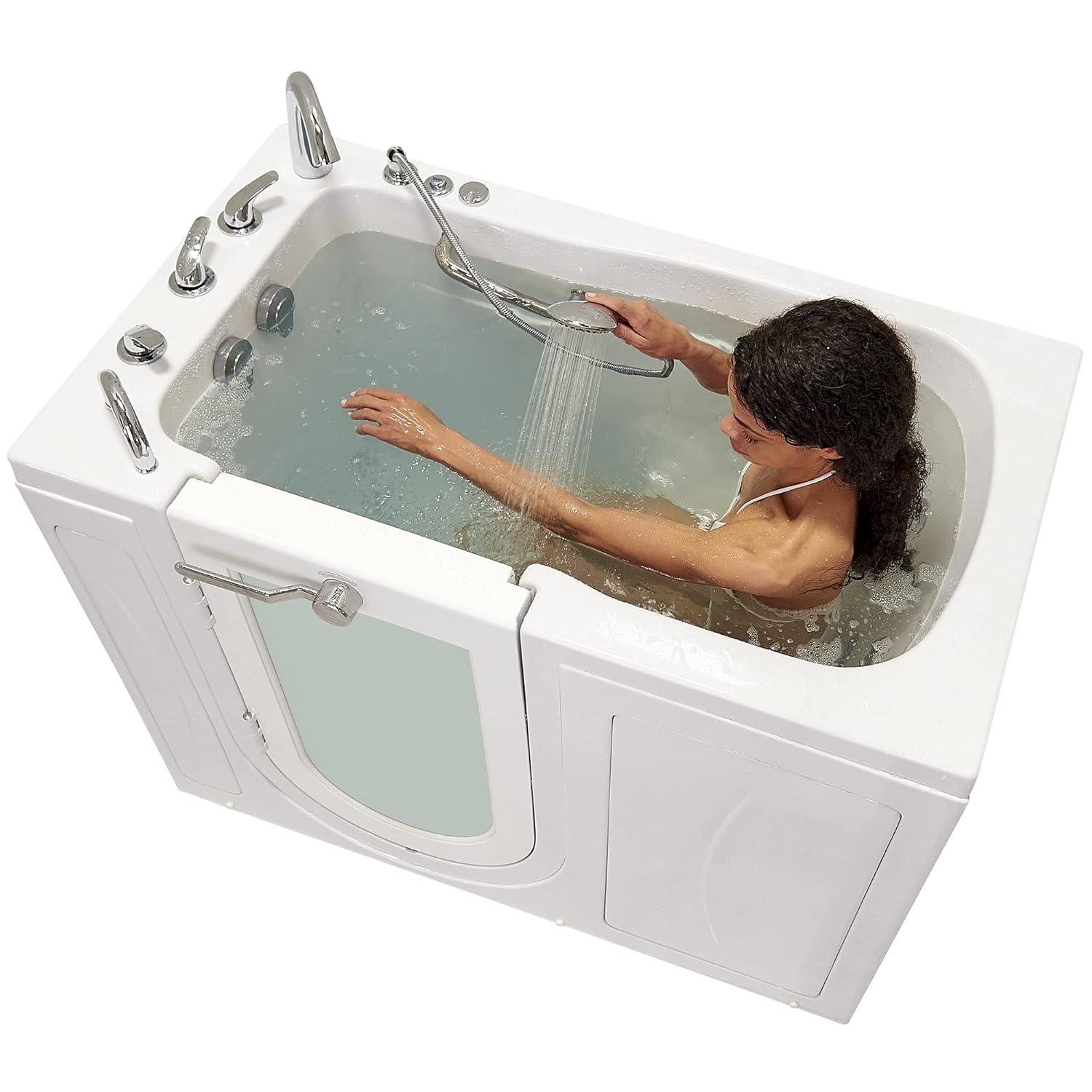 Monaco 32"x52" Acrylic Hydro Massage Walk-In Bathtub, 5 Piece Fast Fill Faucet, 2" Dual Drain