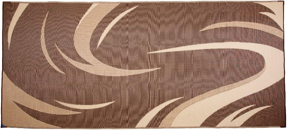 SD8187 8-Feet X 18-Feet Graphic Swish RV Reversible Patio Mat, Brown/Tan