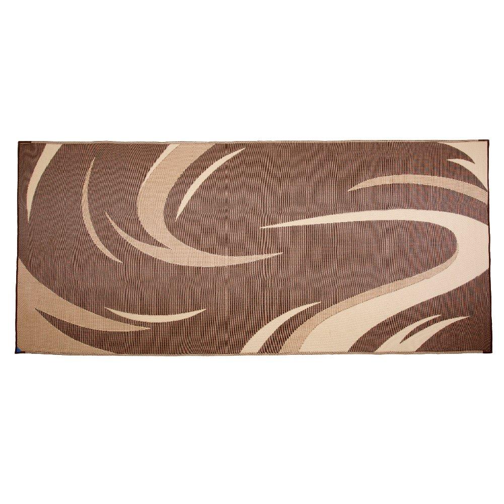 SD8187 8-Feet X 18-Feet Graphic Swish RV Reversible Patio Mat, Brown/Tan