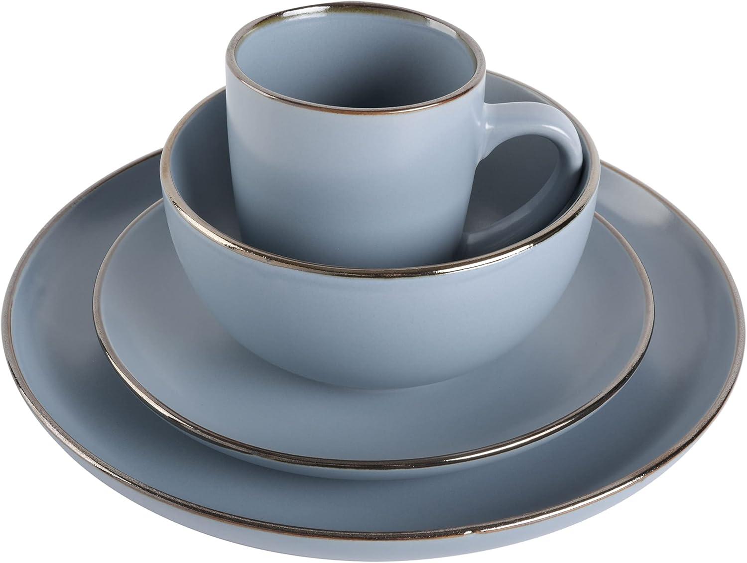 Gibson Gibson Home Rockaway Gold 16-Piece Dinnerware Set - Matte Blue