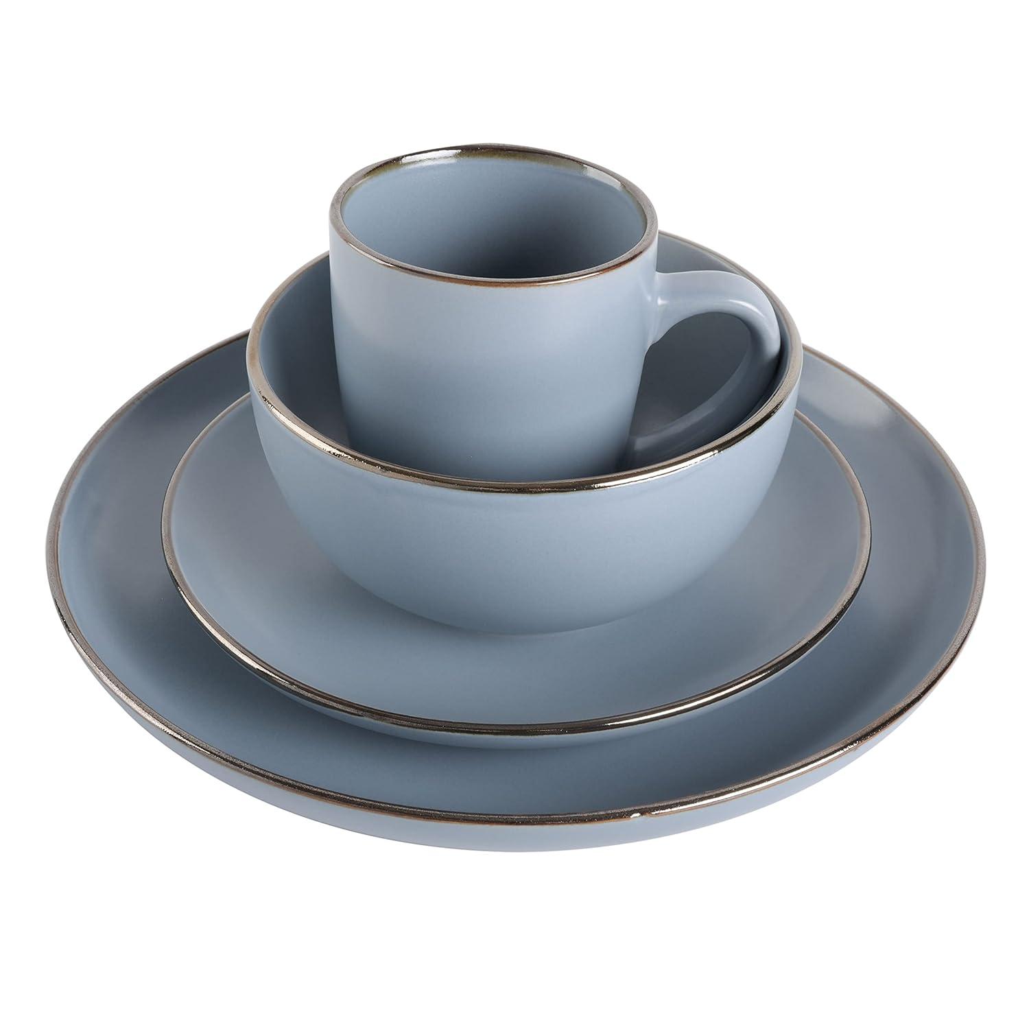 Gibson Gibson Home Rockaway Gold 16-Piece Dinnerware Set - Matte Blue