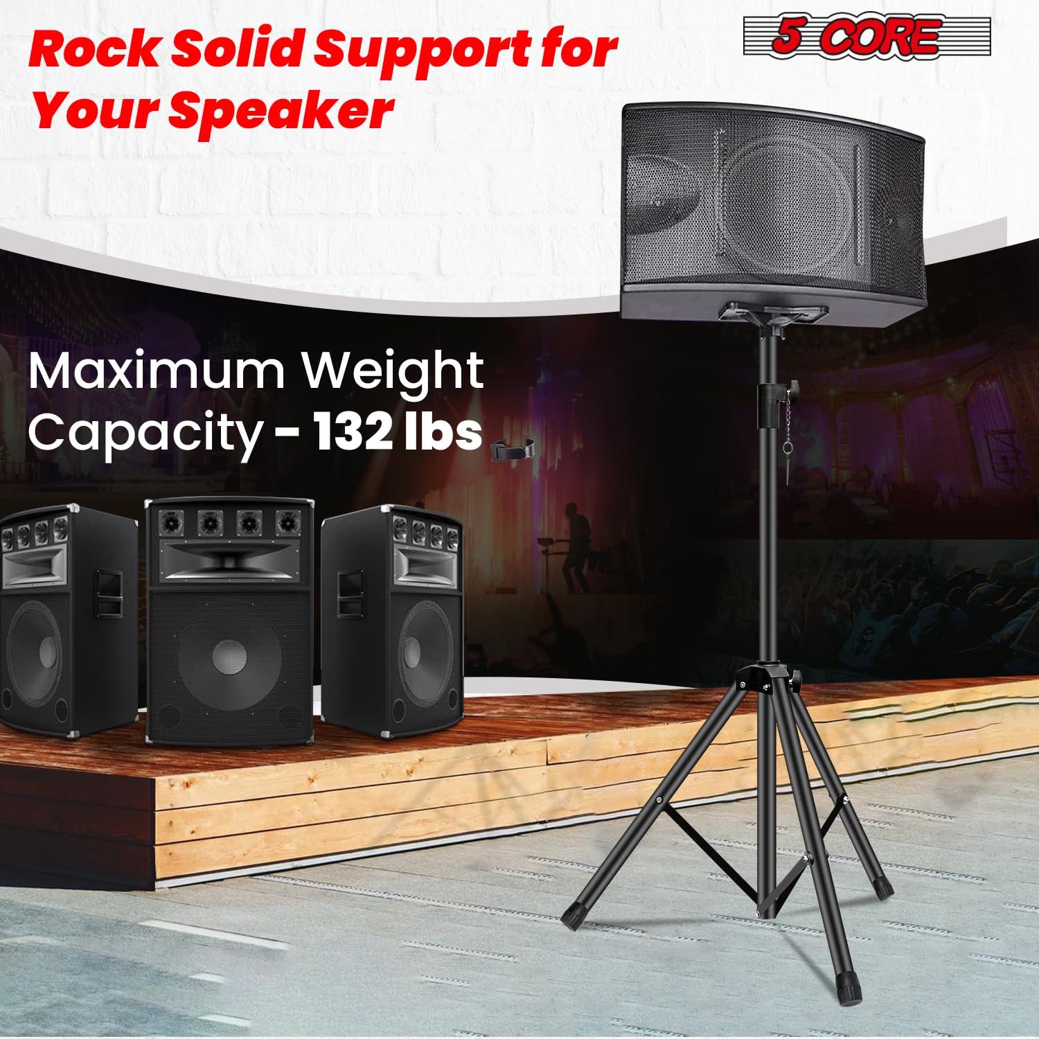Inbox Zero 5 Core Speaker Stand Tripod Heavy Duty Adjustable Up to 72 Inch DJ Studio Monitor Stands Pole Mount
