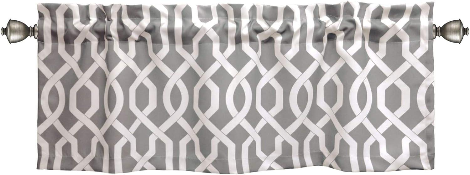 52"x18" Light Filtering Edward Window Valance Gray - Lush Décor: Geometric Pattern, Rod Pocket, Bedroom Decor