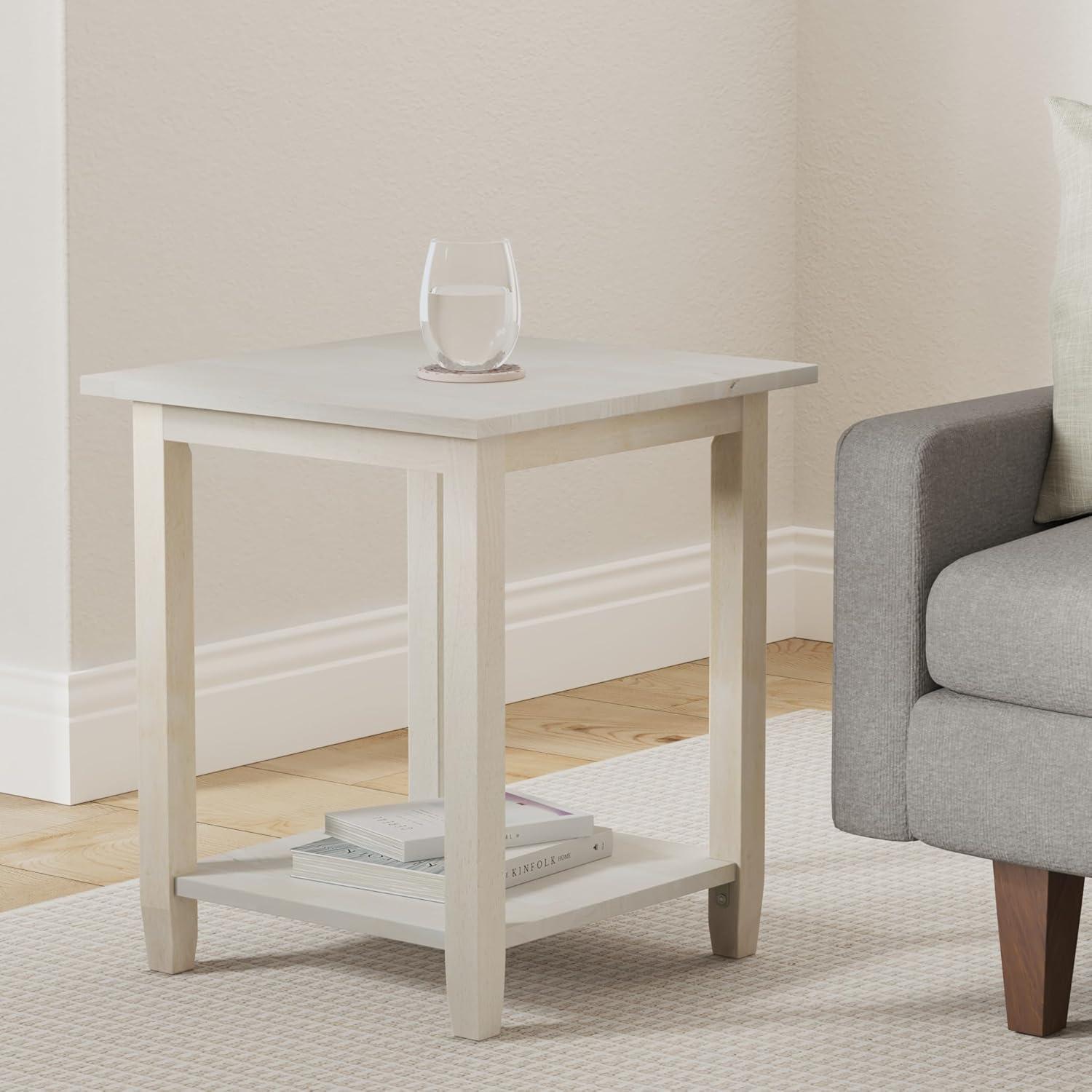 Solano End Table - International Concepts: Hardwood, Square, Shelf Storage, for Bedroom & Entryway