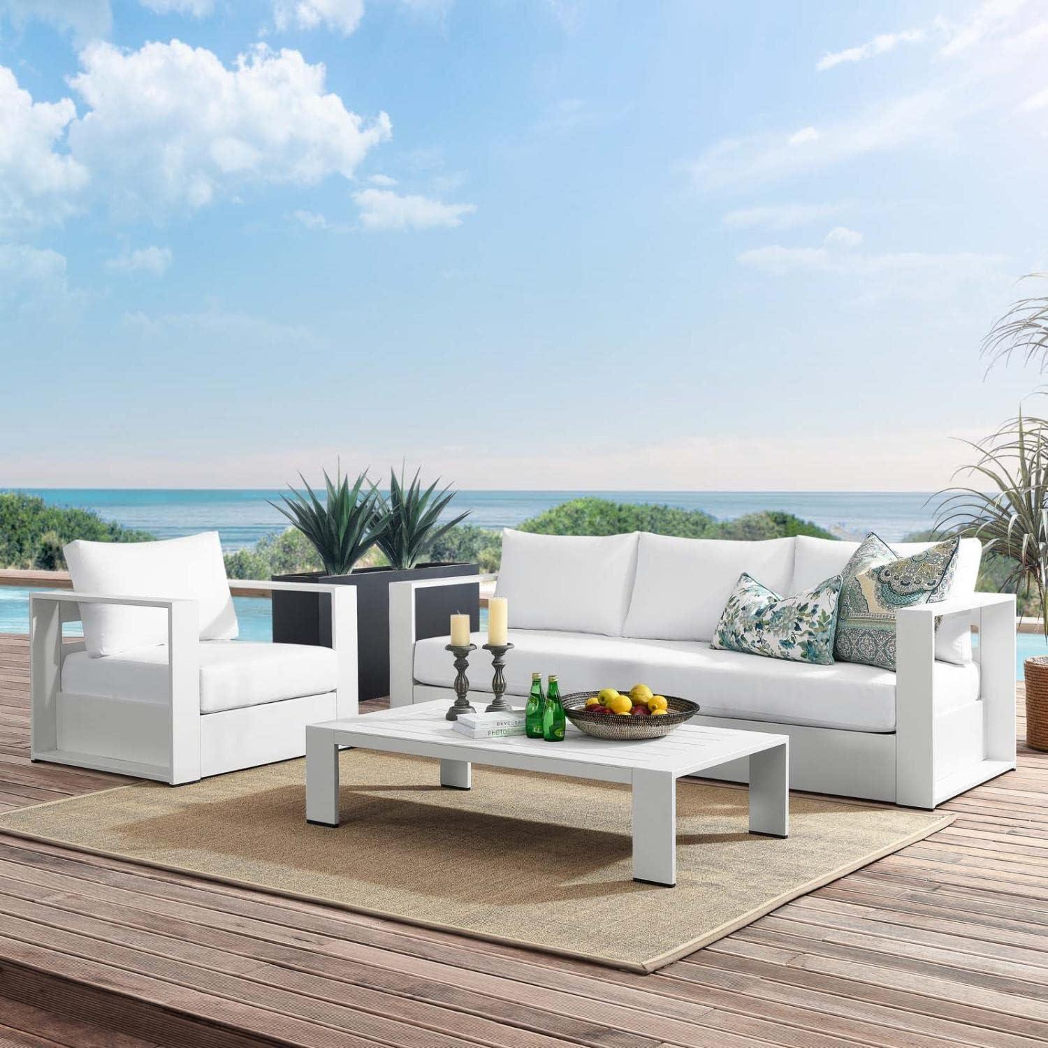 Tahoe White Powder-Coated Aluminum 3-Piece Outdoor Patio Set