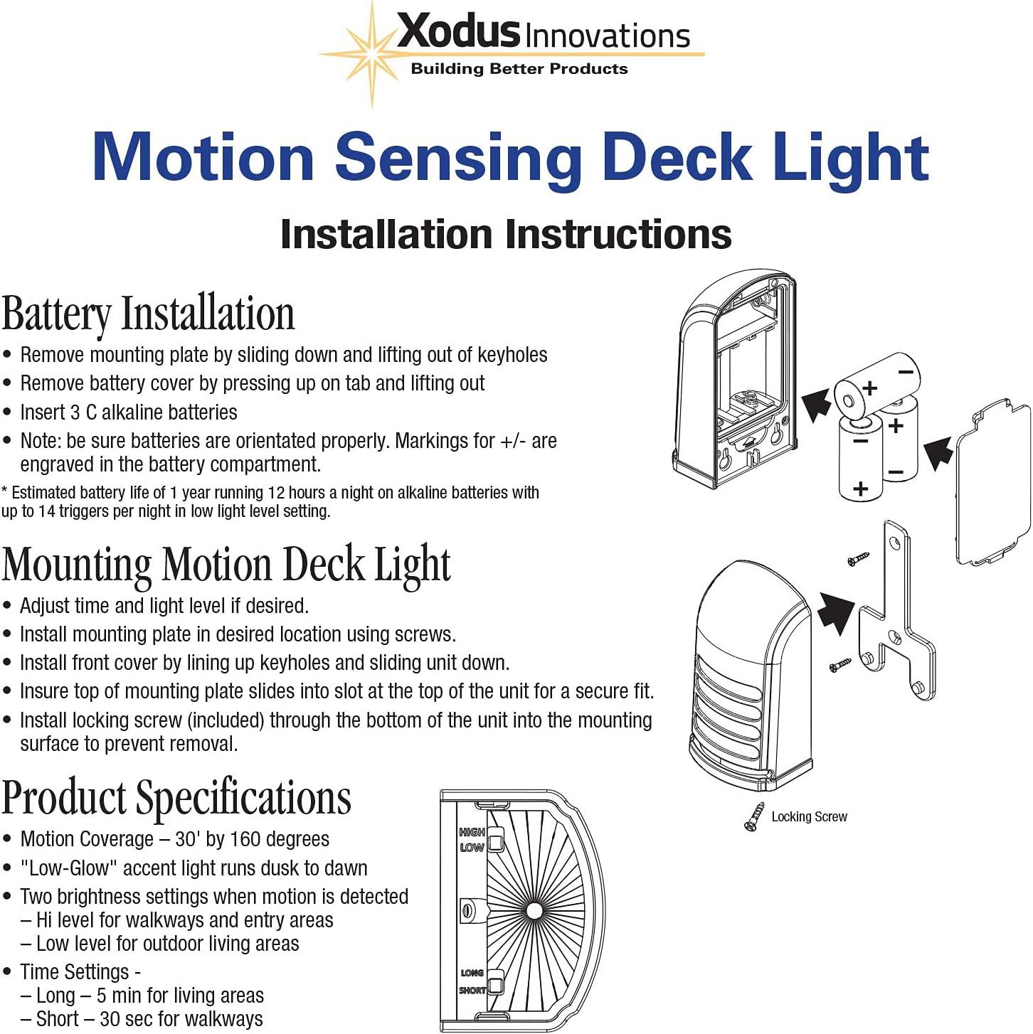 Xodus Innovations Low Voltage Battery Powered Integrated LED Deck Light