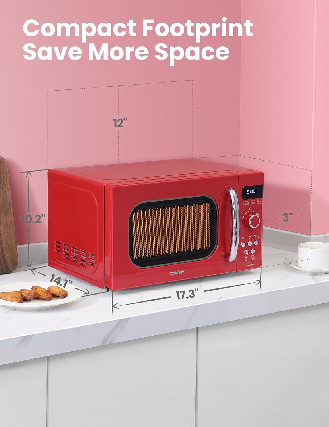Comfee Retro 0.7-cu ft 700-Watt Countertop Microwave (Red)