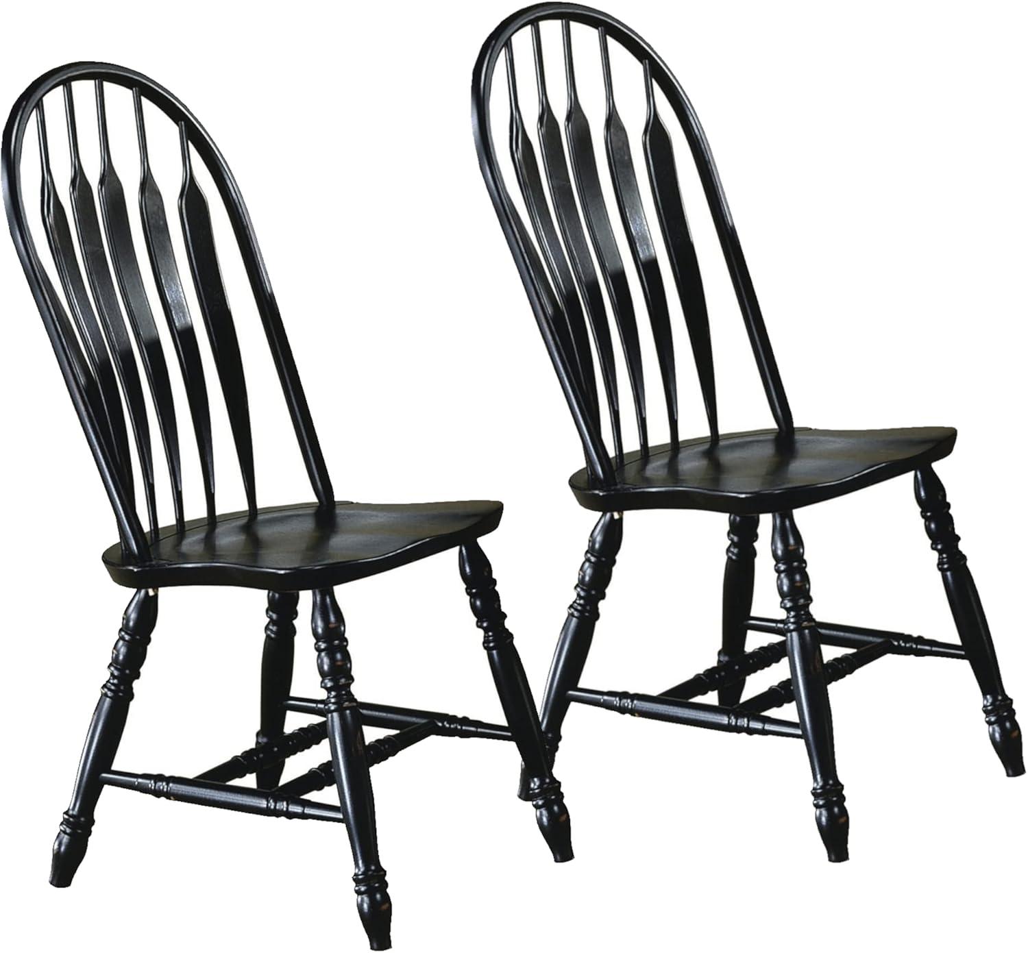 Selections Comfort Windsor Dining Side Chairs Black/Cherry Solid Wood Set of 2