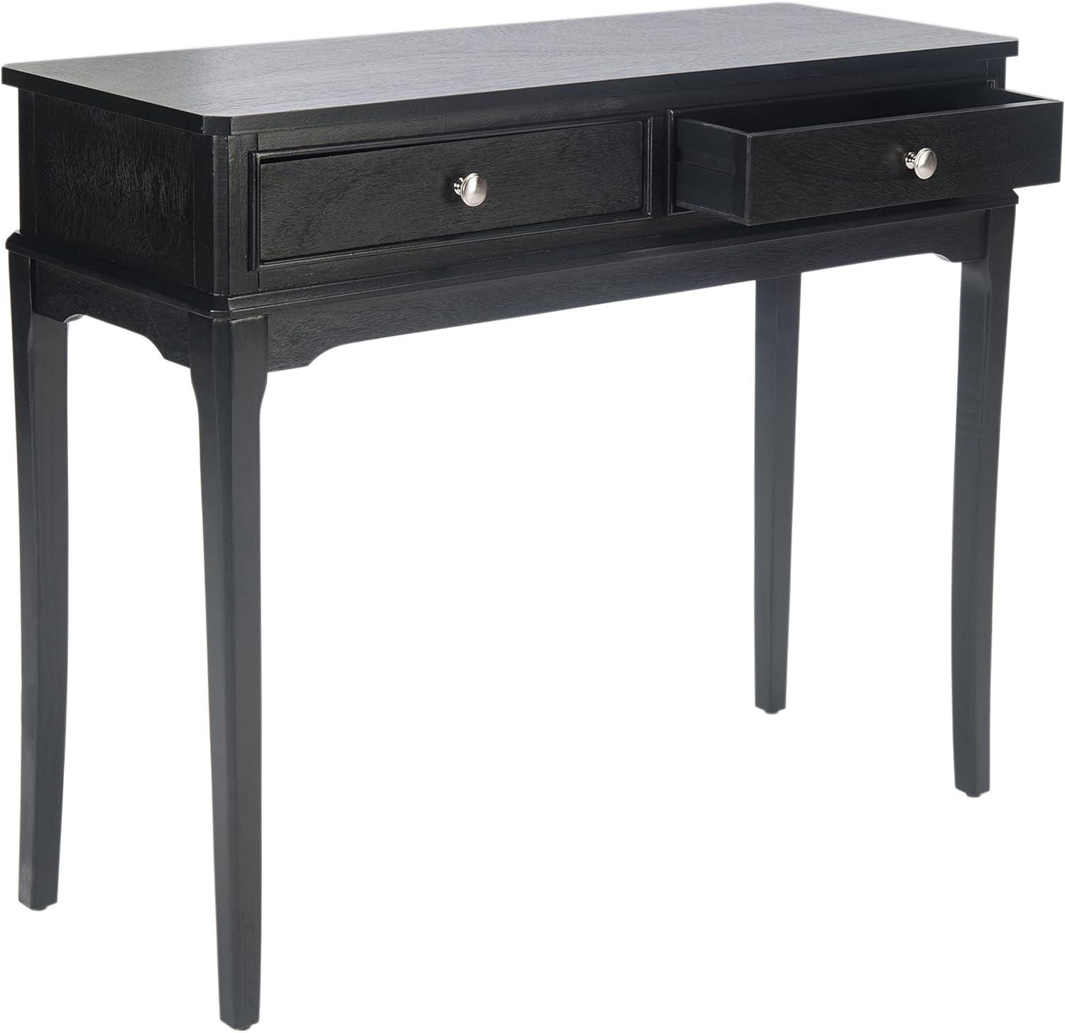 Opal 39'' Rich Black Wood and Metal Console Table with Storage