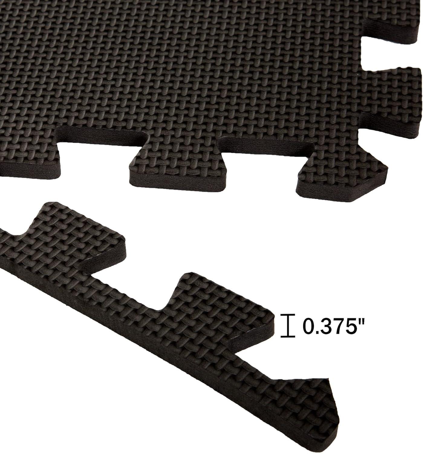 Black Interlocking EVA Foam Gym Floor Tiles, 24" x 24"