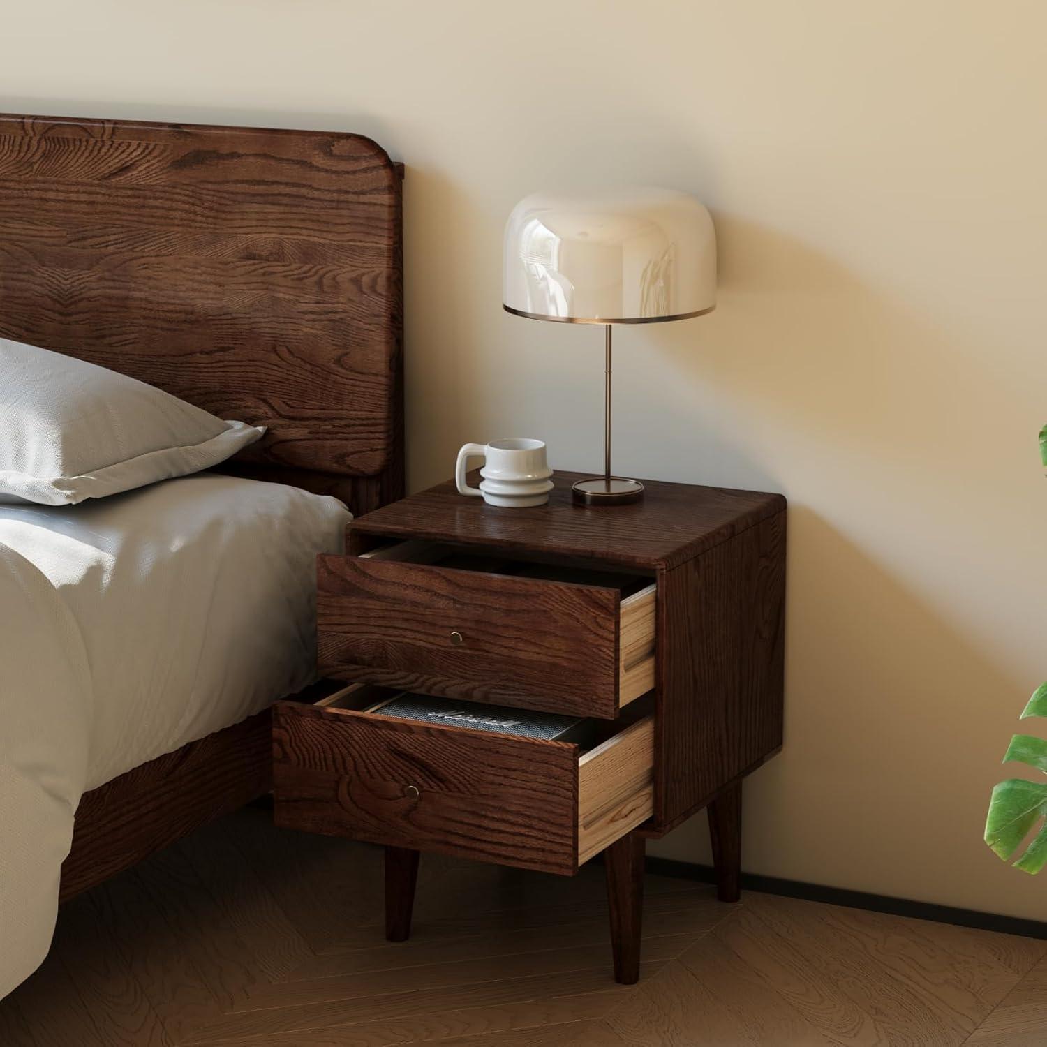 Grain Wood Furniture Mid Century Two-Drawer Nightstand