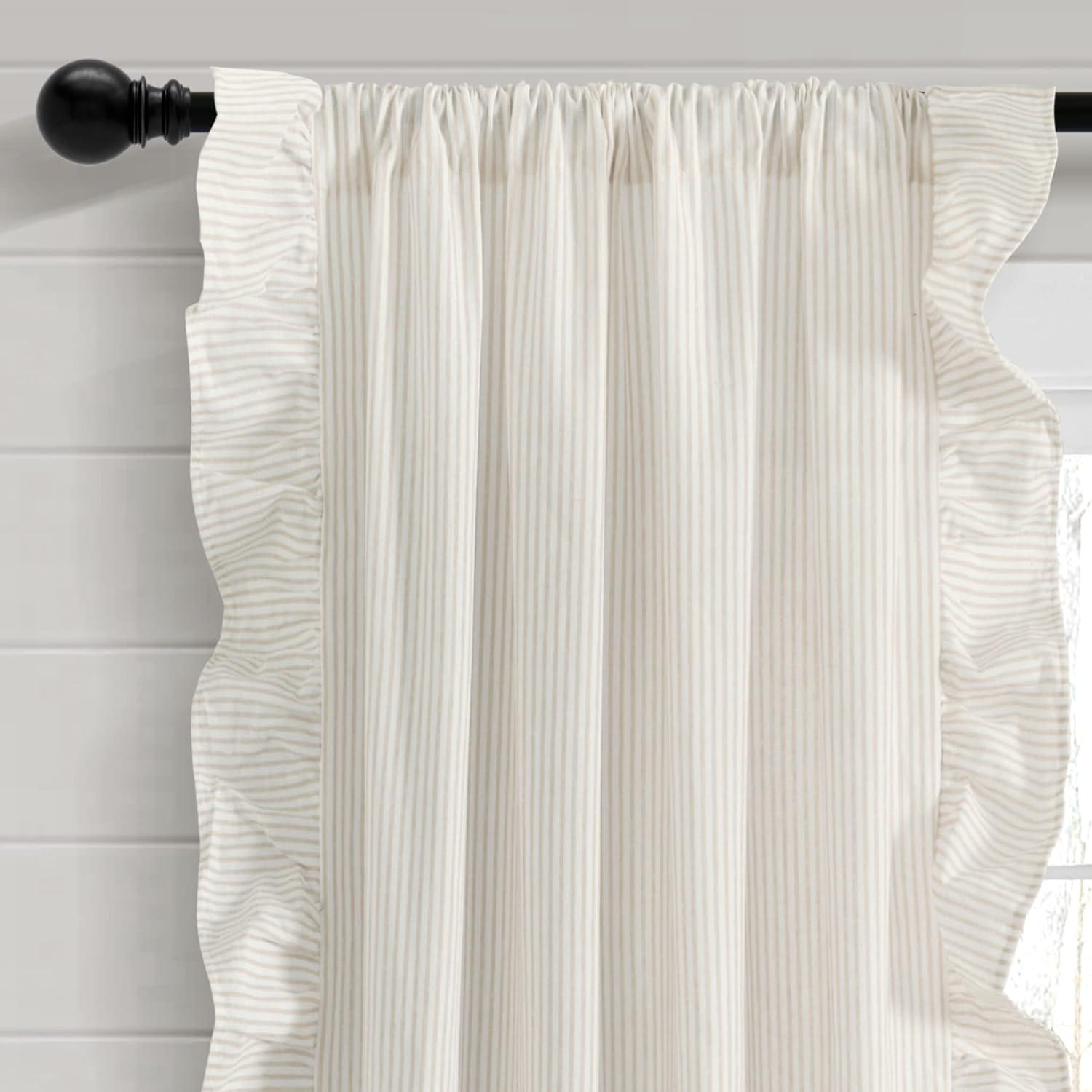 Farmhouse Reyna Ruffle Window Curtain Panels Neutral 54x84 Set