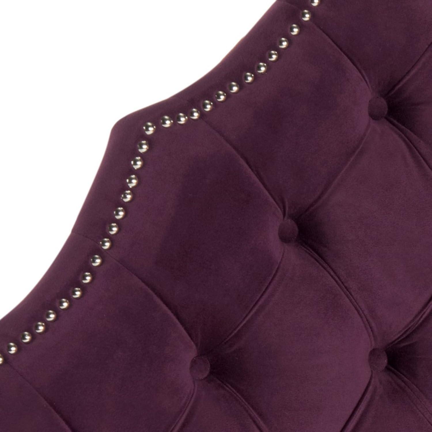 SAFAVIEH Arebelle Rustic Glam Tufted Headboard with Nail Heads, King, Chocolate