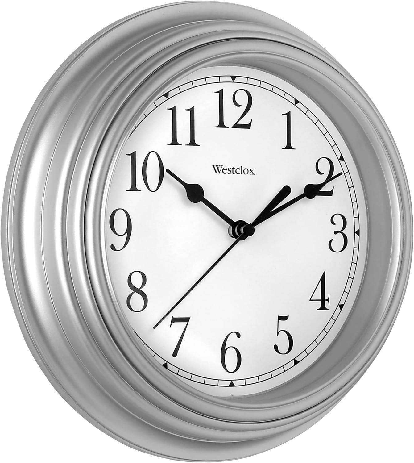Westclox 9 inch Silver Round Simplicity Analog QA Wall Clock