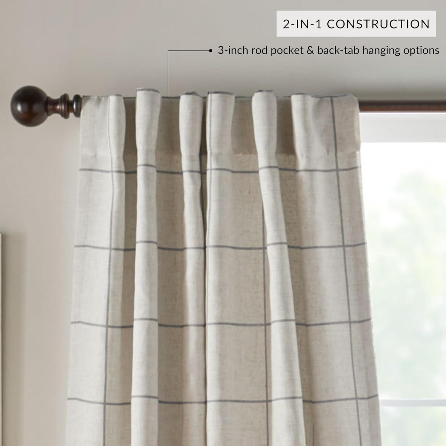 Gracie Oaks Fashions Plaid Blackout Window Curtain, with Back Tab and Rod Pocket Tabs, 1 Panel,52"W
