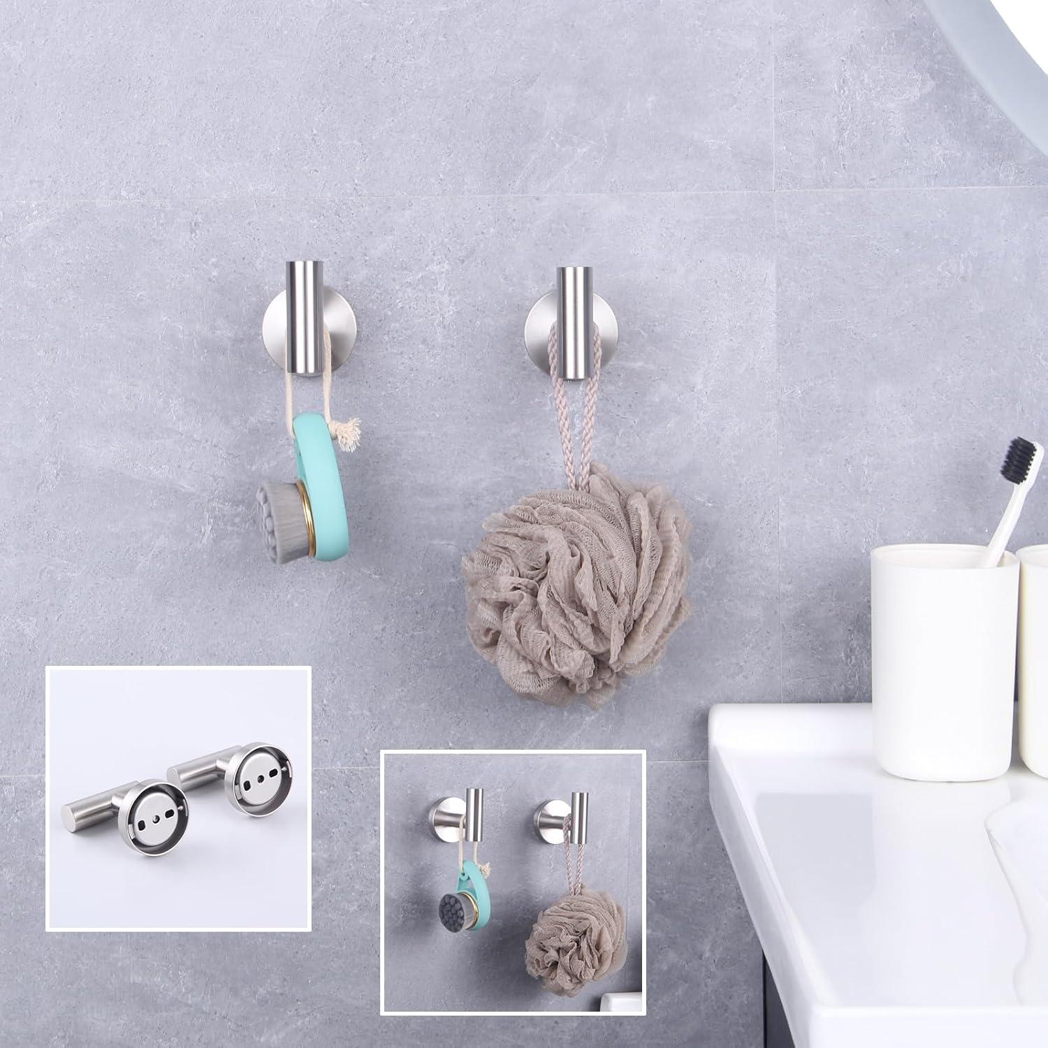 Bathroom Towel Hook SUS 304 Stainless Steel Single Coat/Robe Clothes Hook for Bath Kitchen Contemporary Hotel Style Wall Mounted 2 Pack Brushed Finish