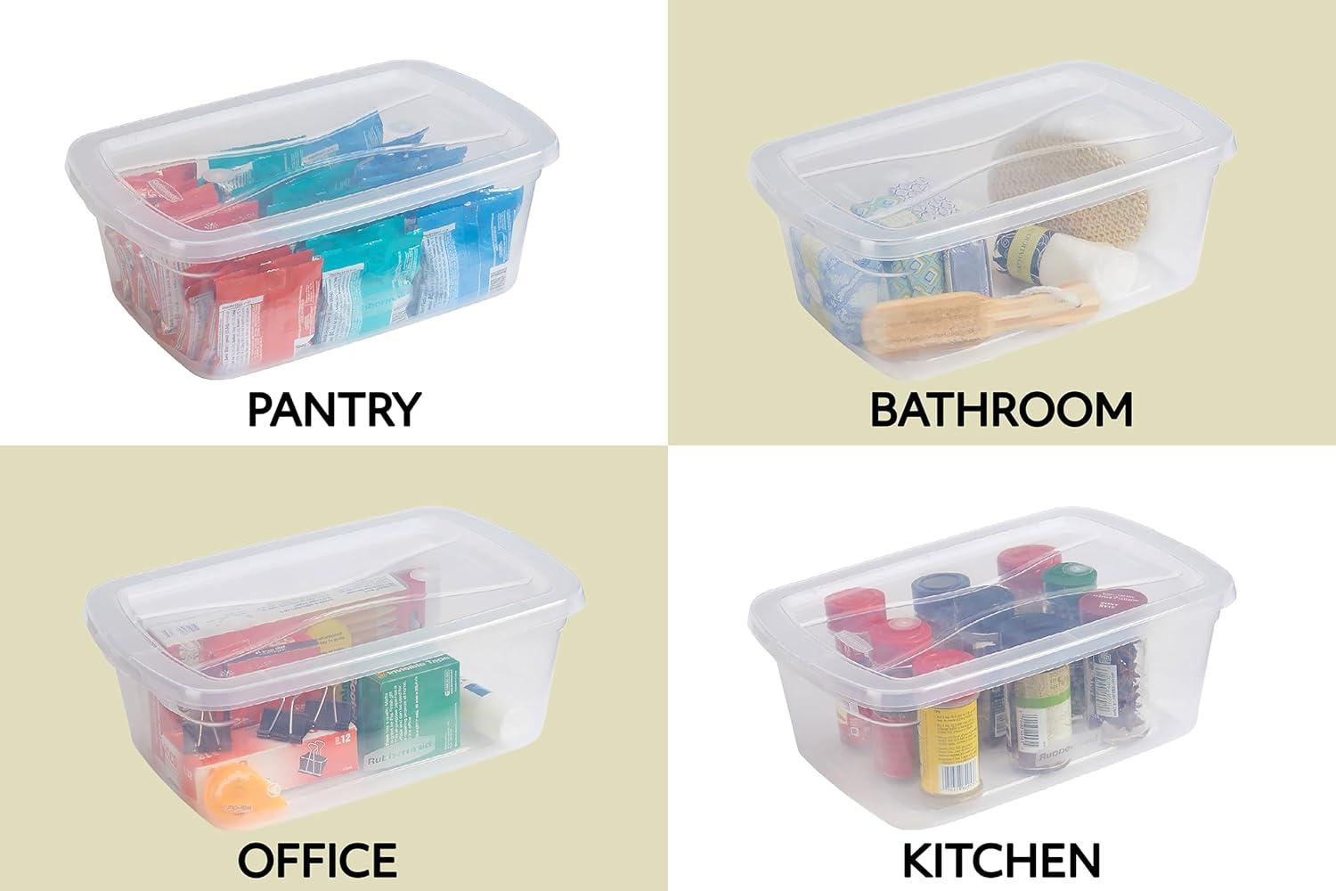 Killeryuki Cleverstore Clear 6 Qt, 12 Pack, Stackable Plastic Storage Containers with Durable Snapping Clear Lids, Visible Organization, Great for Closet, and Kitchen Storage, Organizing in the Home