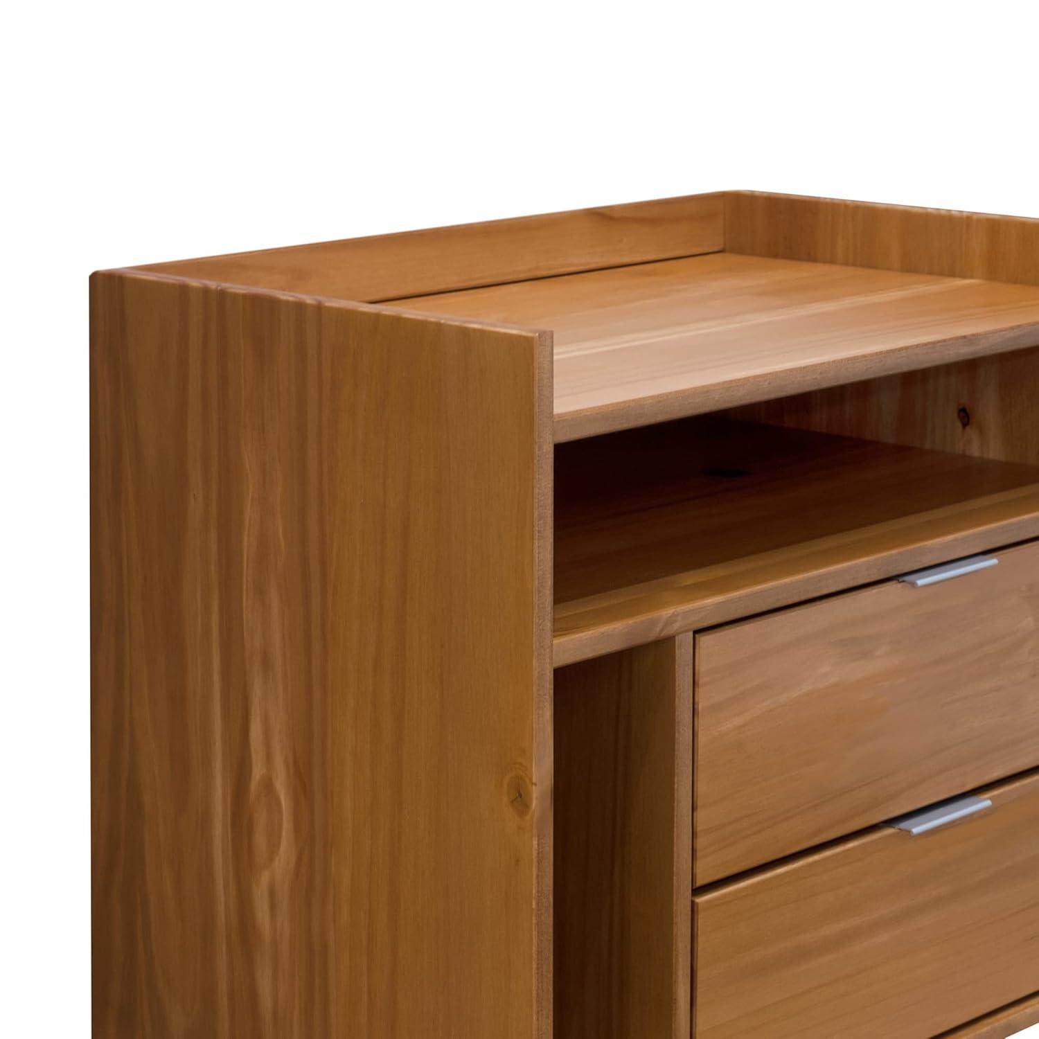 25" Solid Wood 2-Drawer Night Stand with Gallery - Caramel
