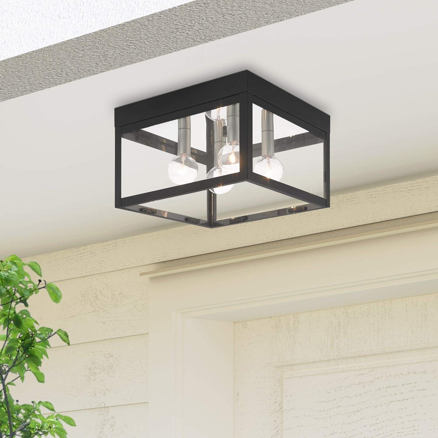 Bronze Nyack Clear Glass 4-Light Outdoor Ceiling Mount