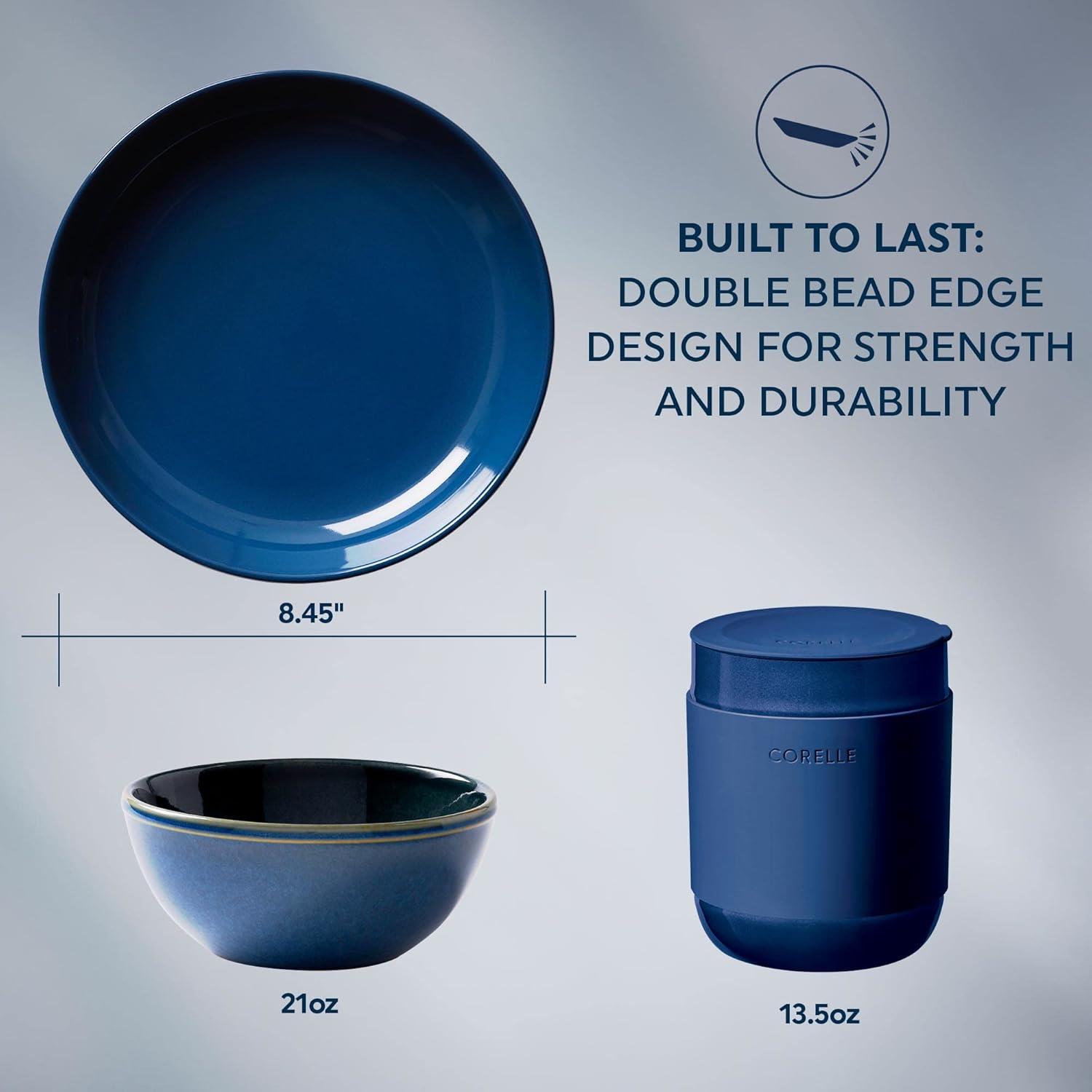 Corelle Stoneware 16-piece Dinnerware Set, Service for 4, Navy