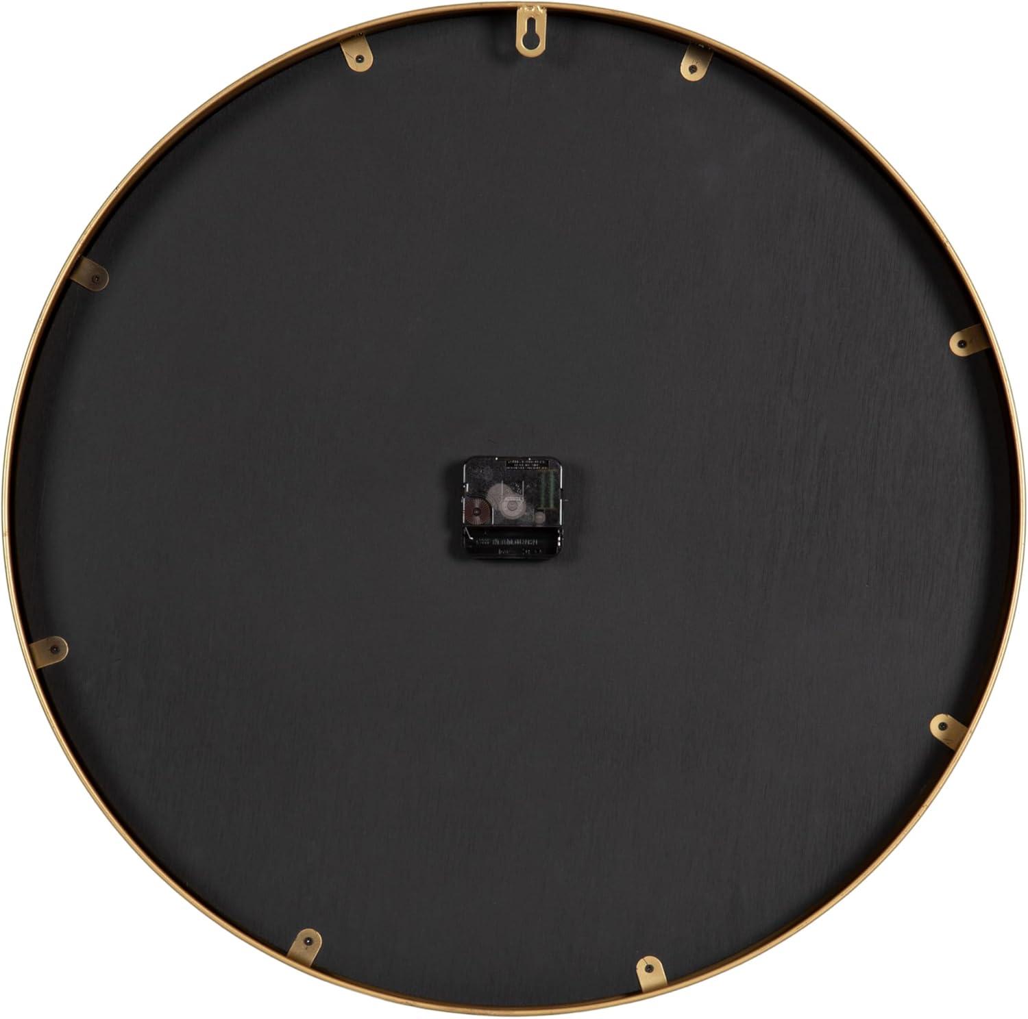 Kate and Laurel Pronte Modern Round Wood and Metal Wall Clock, 22 Inch Diameter, Black and Gold, Decorative Minimal Clock for Bedroom, Entryway, or Living Room Decor