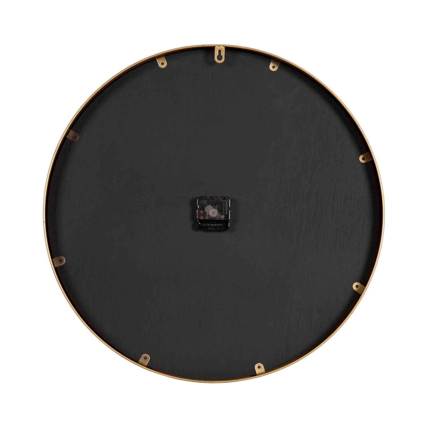 Kate and Laurel Pronte Modern Round Wood and Metal Wall Clock, 22 Inch Diameter, Black and Gold, Decorative Minimal Clock for Bedroom, Entryway, or Living Room Decor