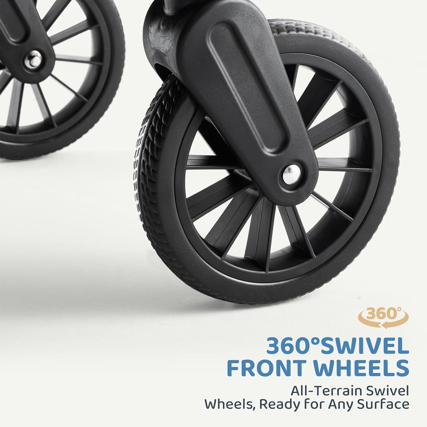 HARPPA Foldable Wagon Stroller for 2 Toddlers with Pull & Push Handle, Canopy, 32.9lbs, Black