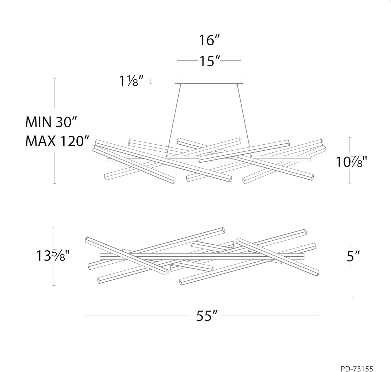 Parallax LED Dimmable Linear Pendant 3000K