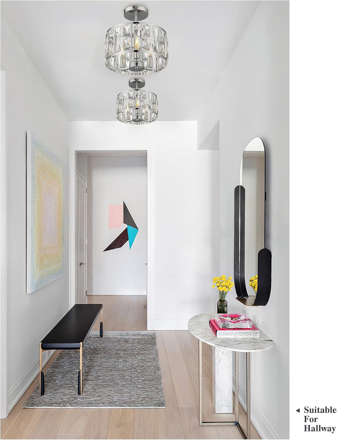 Mercer41 Kyersten 12" 3-Light Crystal Semi Flush Mount