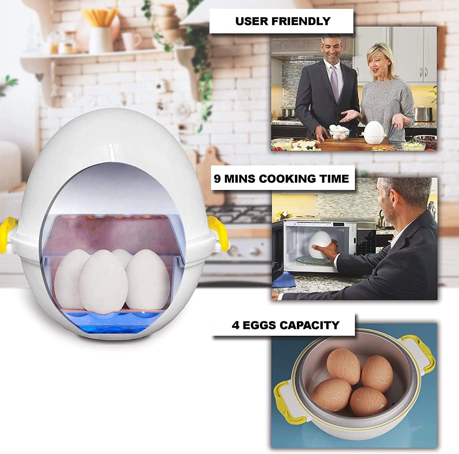 Egg Pod Microwave Egg Cooker Hard Boiled Egg Maker Cooker Steamer Fits 4 Eggs Vegetables