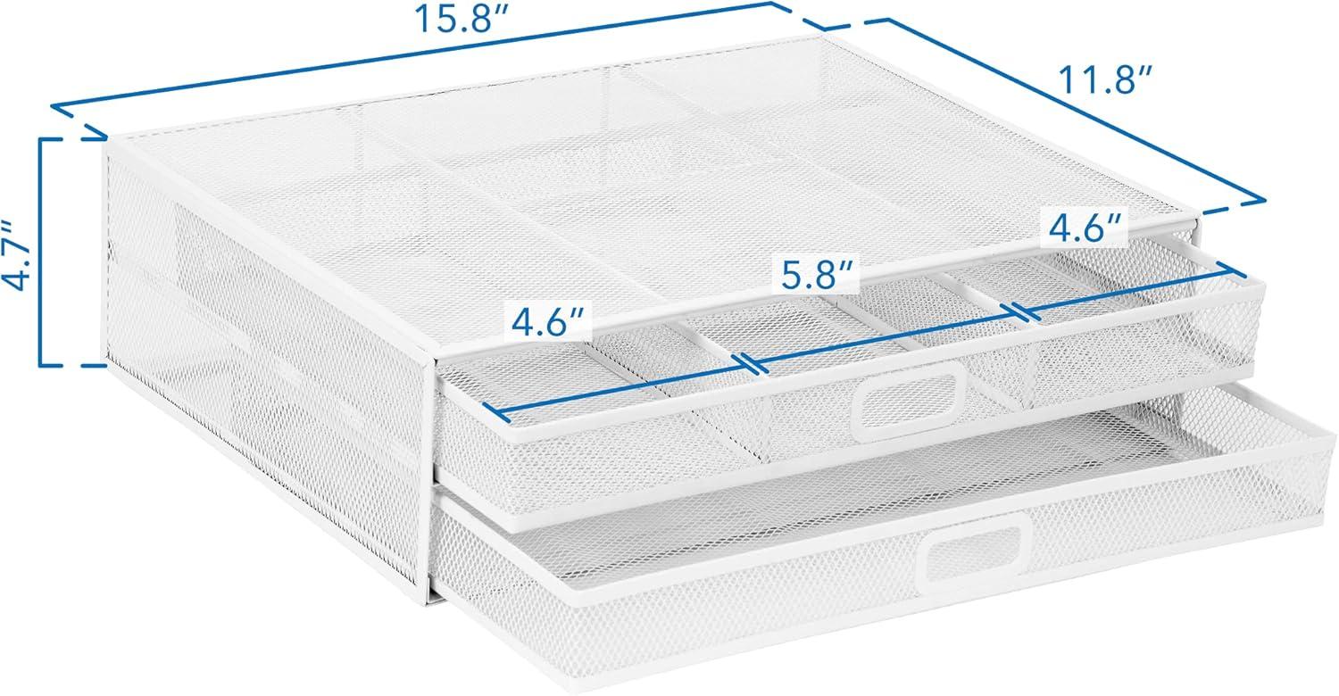 Mount-It! Computer Monitor Stand With Drawers, Metal Mesh Riser & Organizer For Laptop and Computer