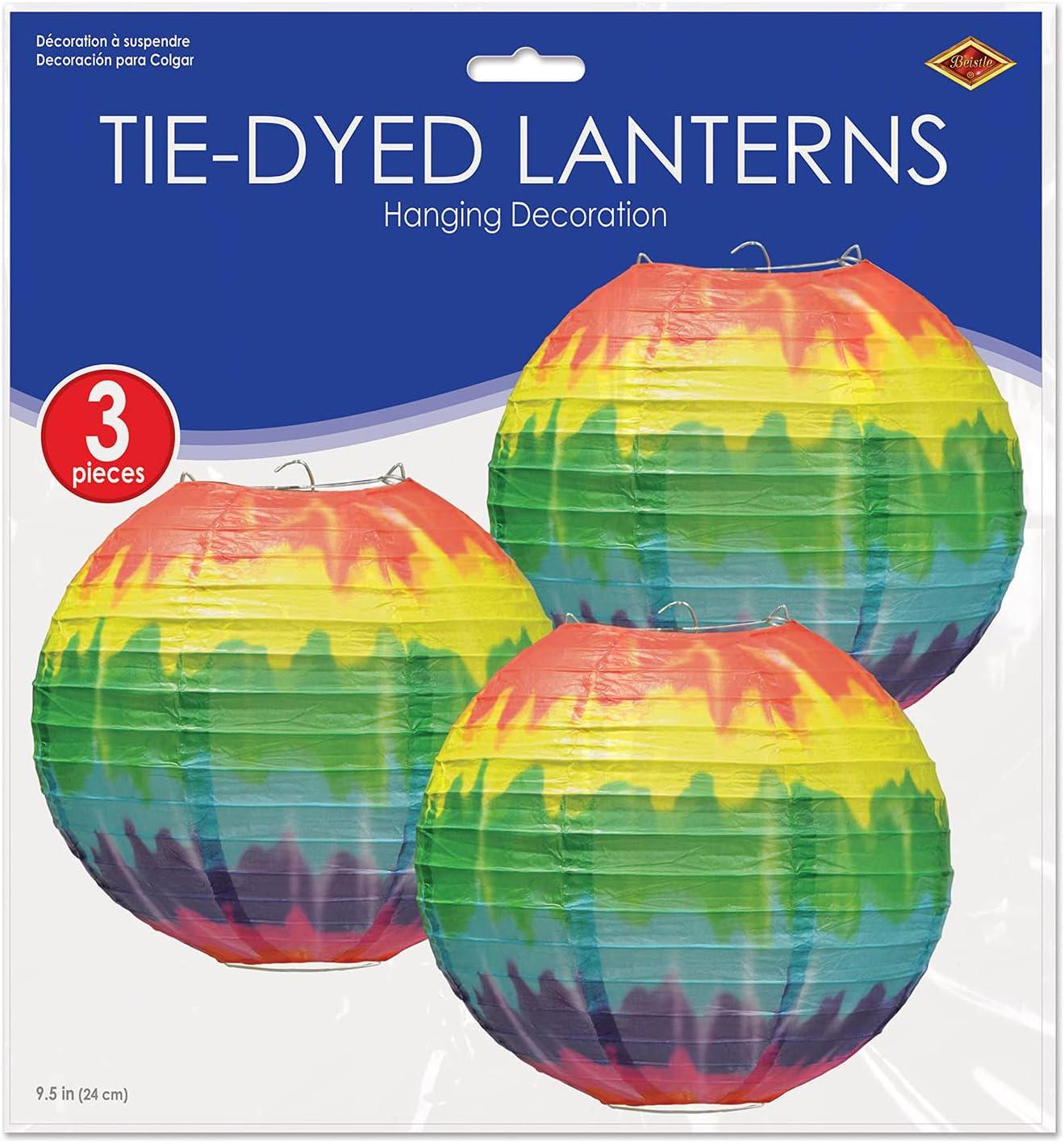 Beistle Tie-Dyed Paper Lanterns, 9.5", (3/Pkg) Multicolored