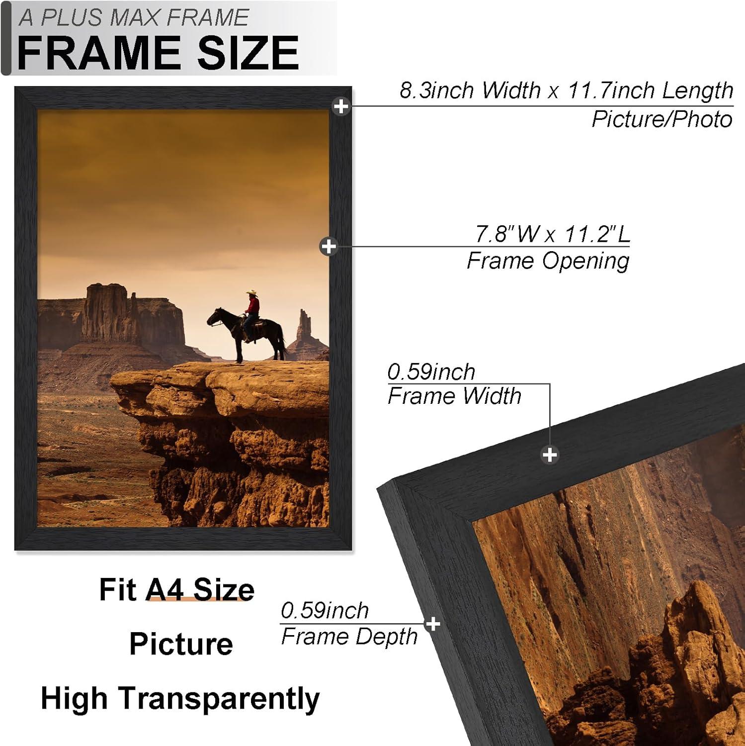 A PLUS MAX 20x24 Picture Frame with mat for 16x20 Picture with Polished Plexiglass Horizontal and Vertical Formats with Included Hanging Hardware-Black