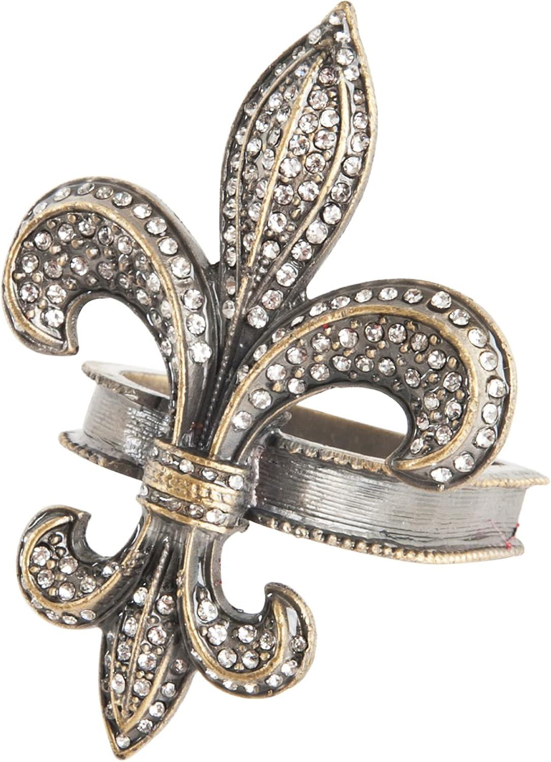 Saro Lifestyle Napkin Holder Rings With Fleur-de-Lis Design (Set of 4)