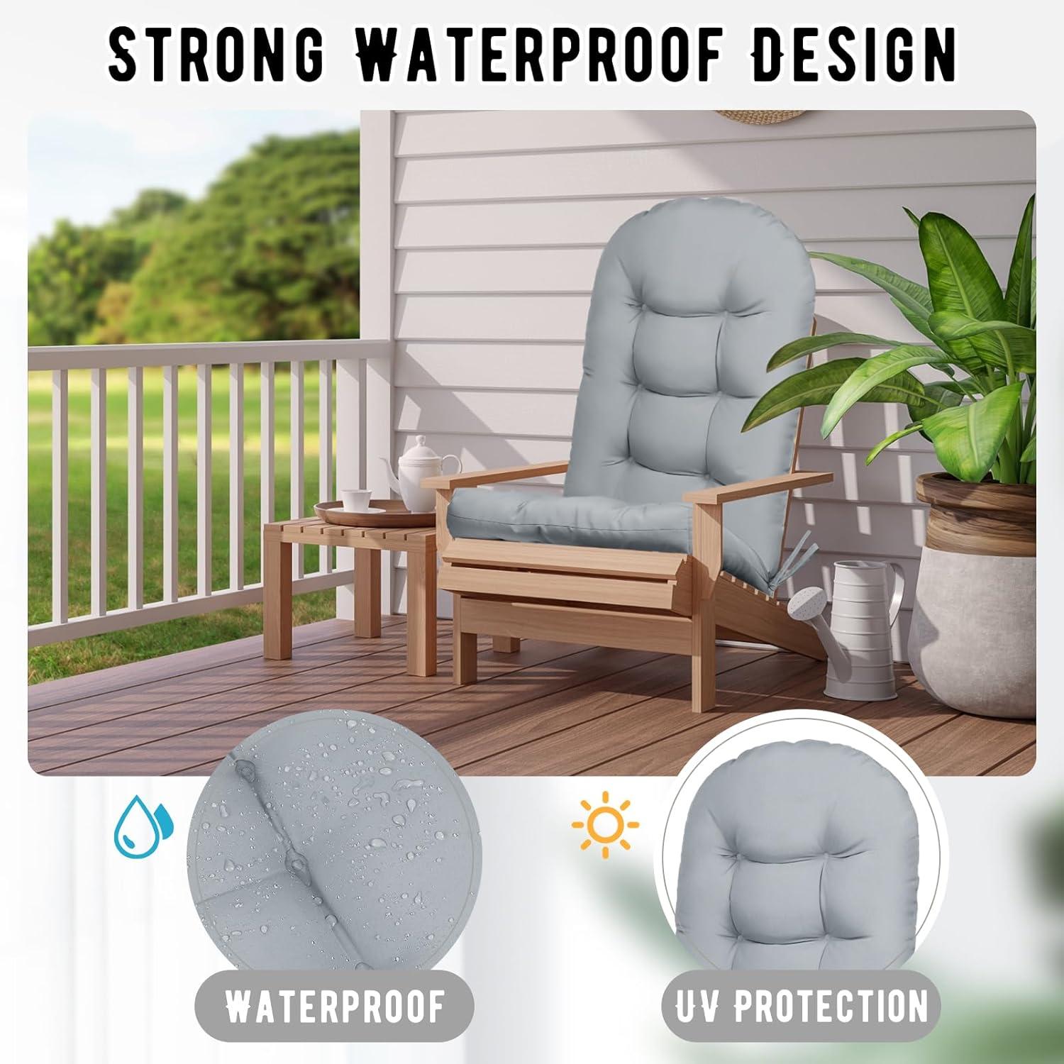 Crestlive Products Adirondack Style Patio Outdoor Chair Cushion for Adirondack Chair or Lounge Rocking Chair - See picture 2-Piece Set, Navy Blue