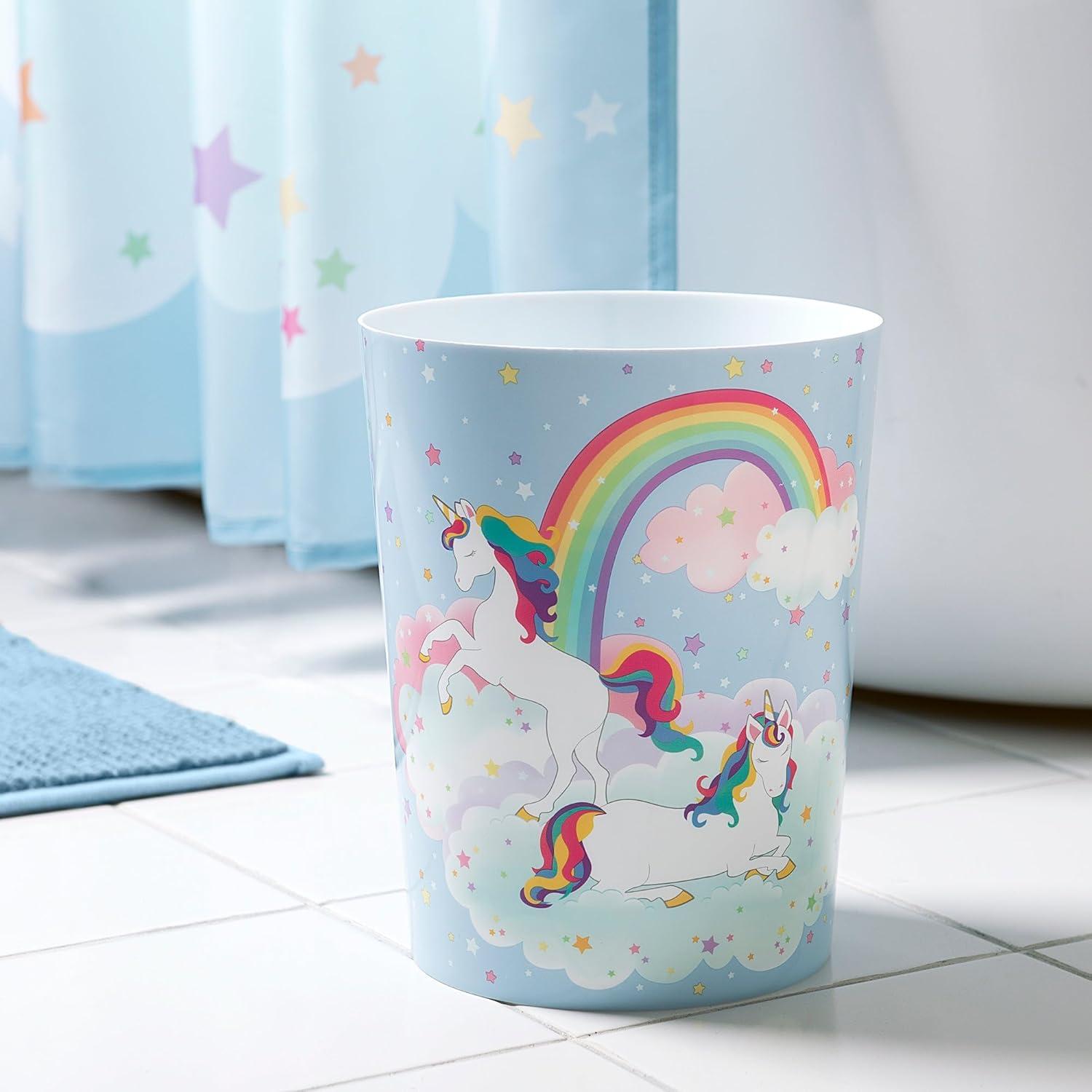 Zoomie Kids Unicorn And Rainbow Plastic Open Waste Basket - 1.56 Gallons