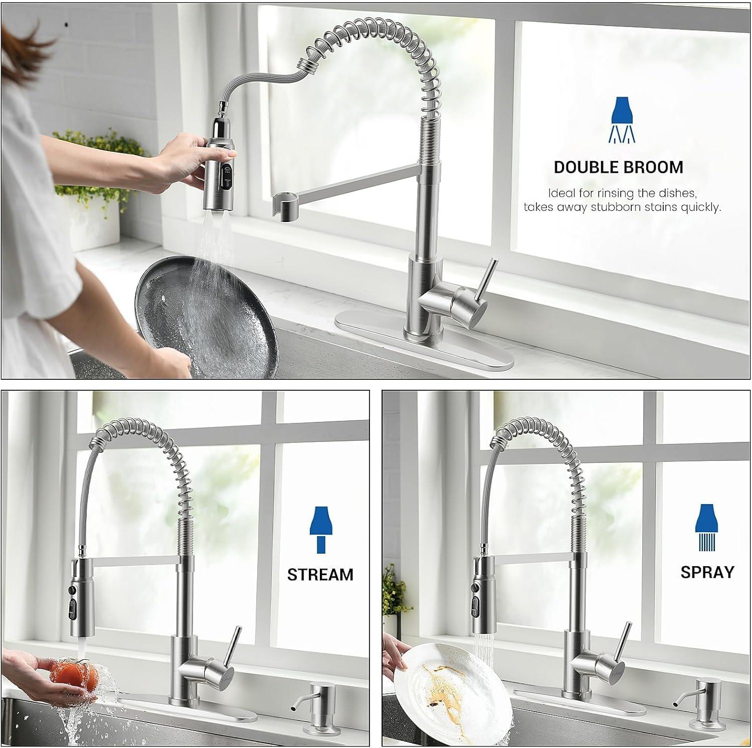 APPASO Pull Down Kitchen Faucet with Soap Dispenser