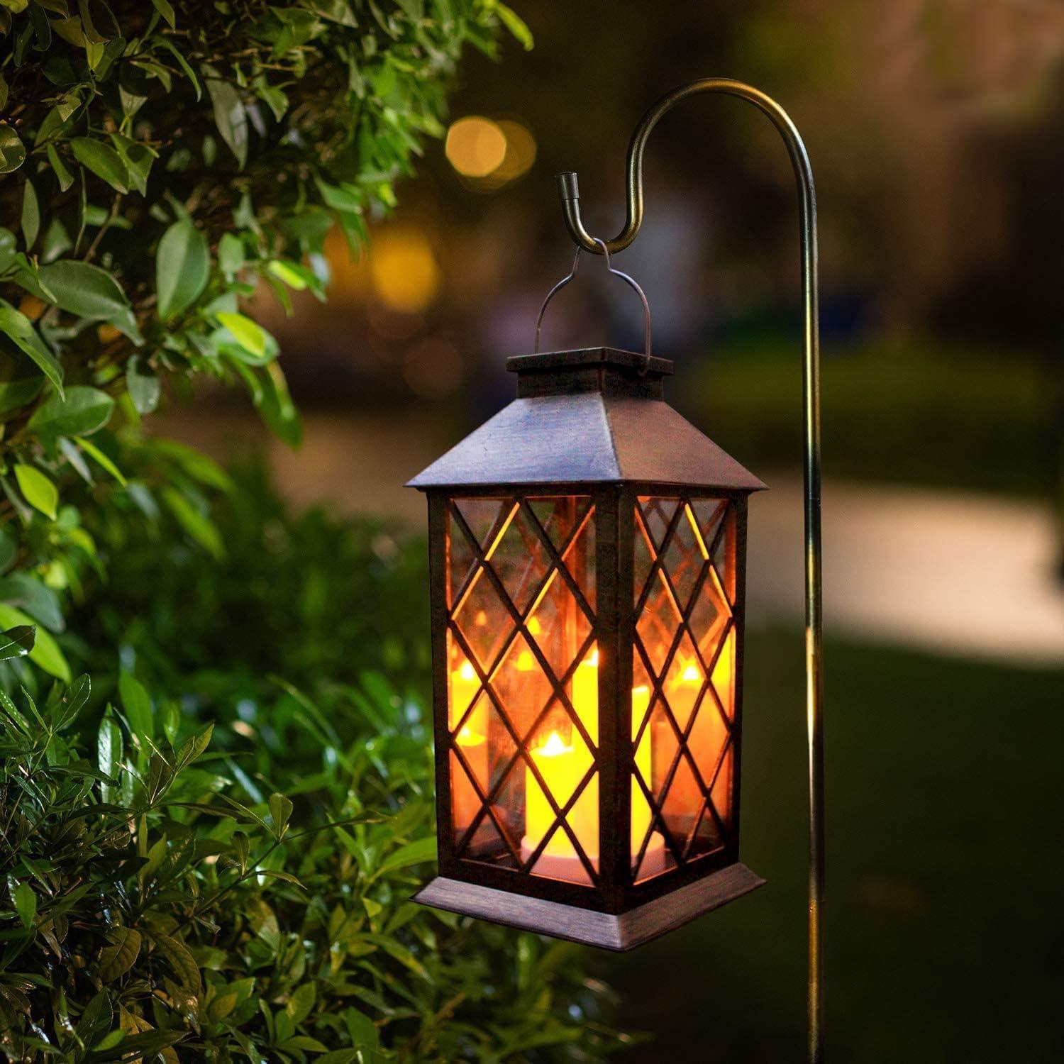 Black Solar Powered LED Flameless Garden Lantern