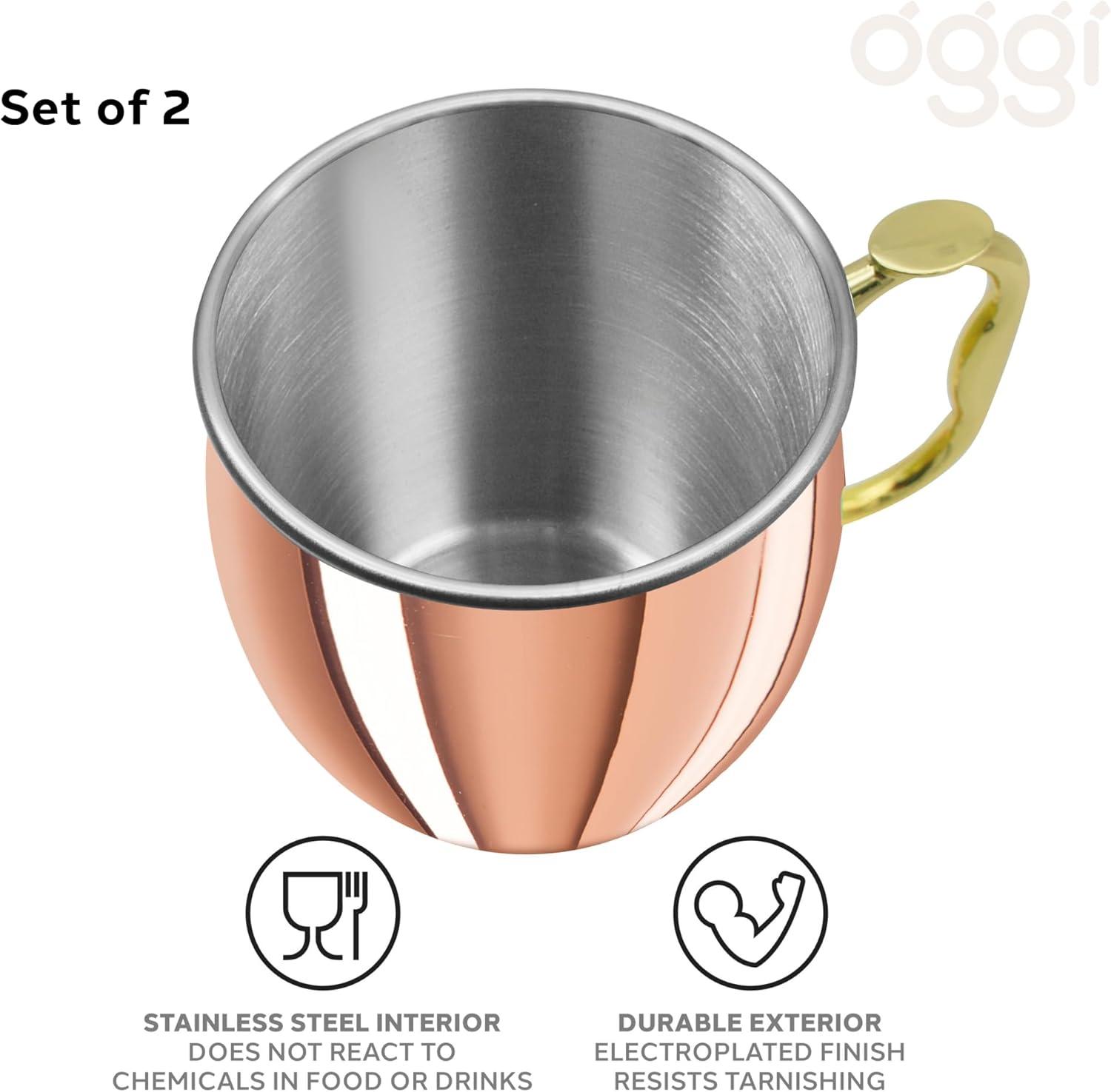 Oggi Barware 2 Piece 20 Oz Stainless Steel Moscow Mule Mug Set (Set of 2)