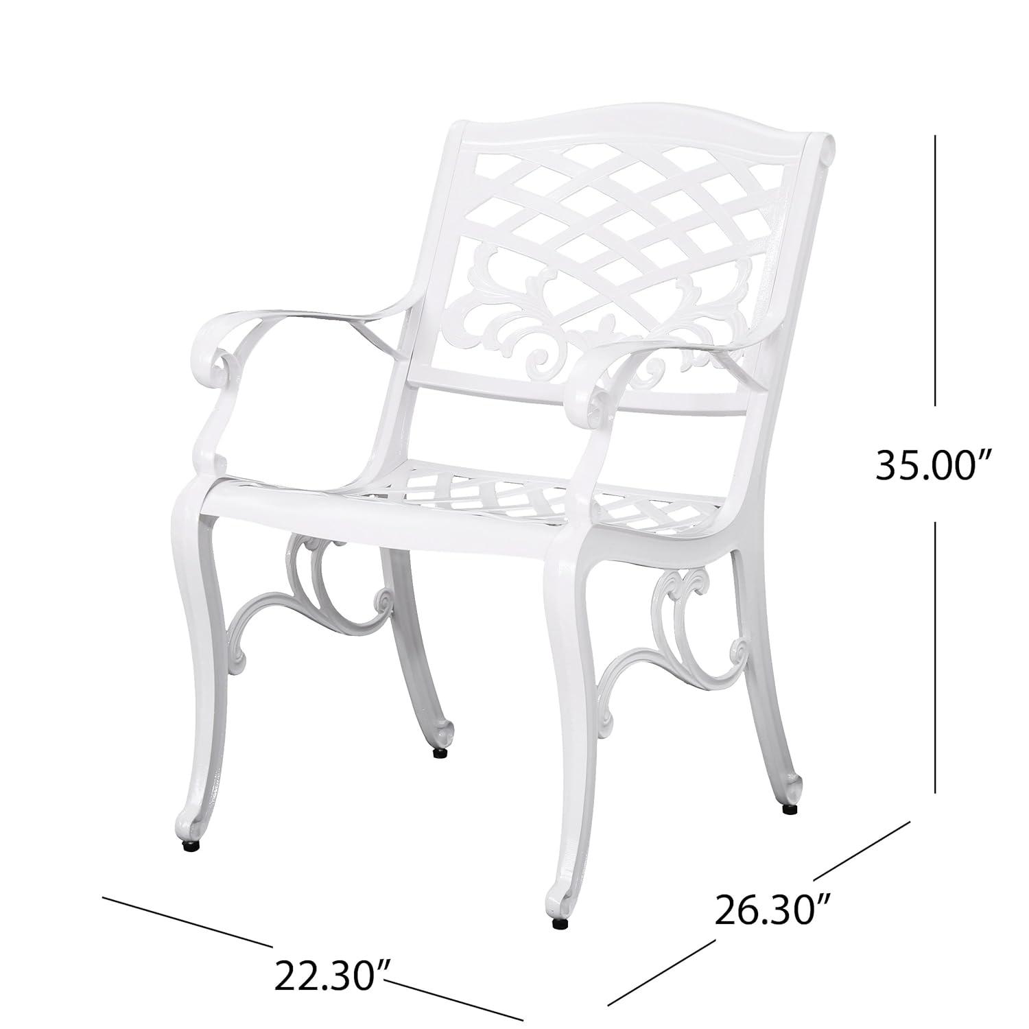 Pittman Outdoor Cast Aluminum Arm Chair, Set of 2, White