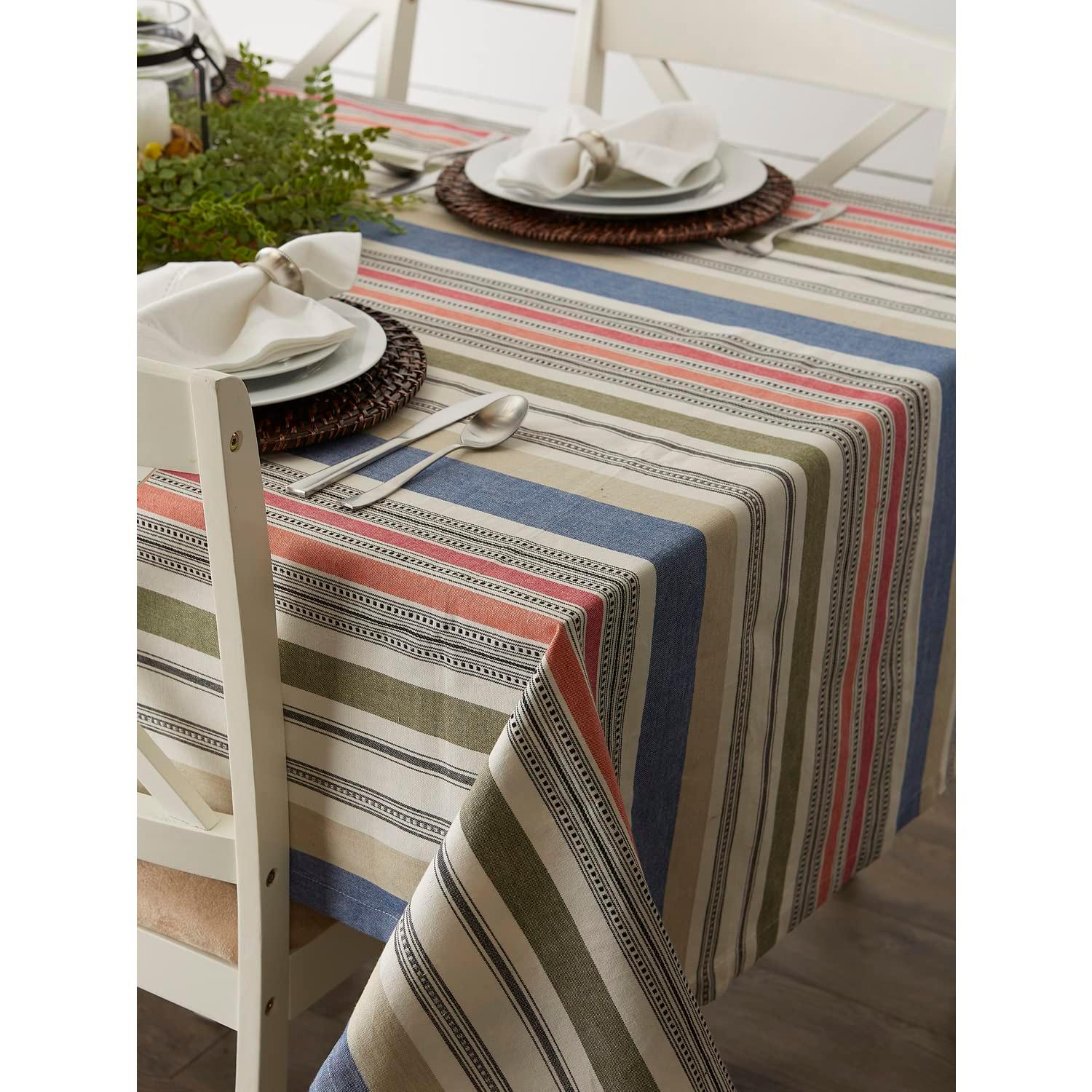 Design Imports Stripe Tablecloth, Warm Stripe, 60X84"