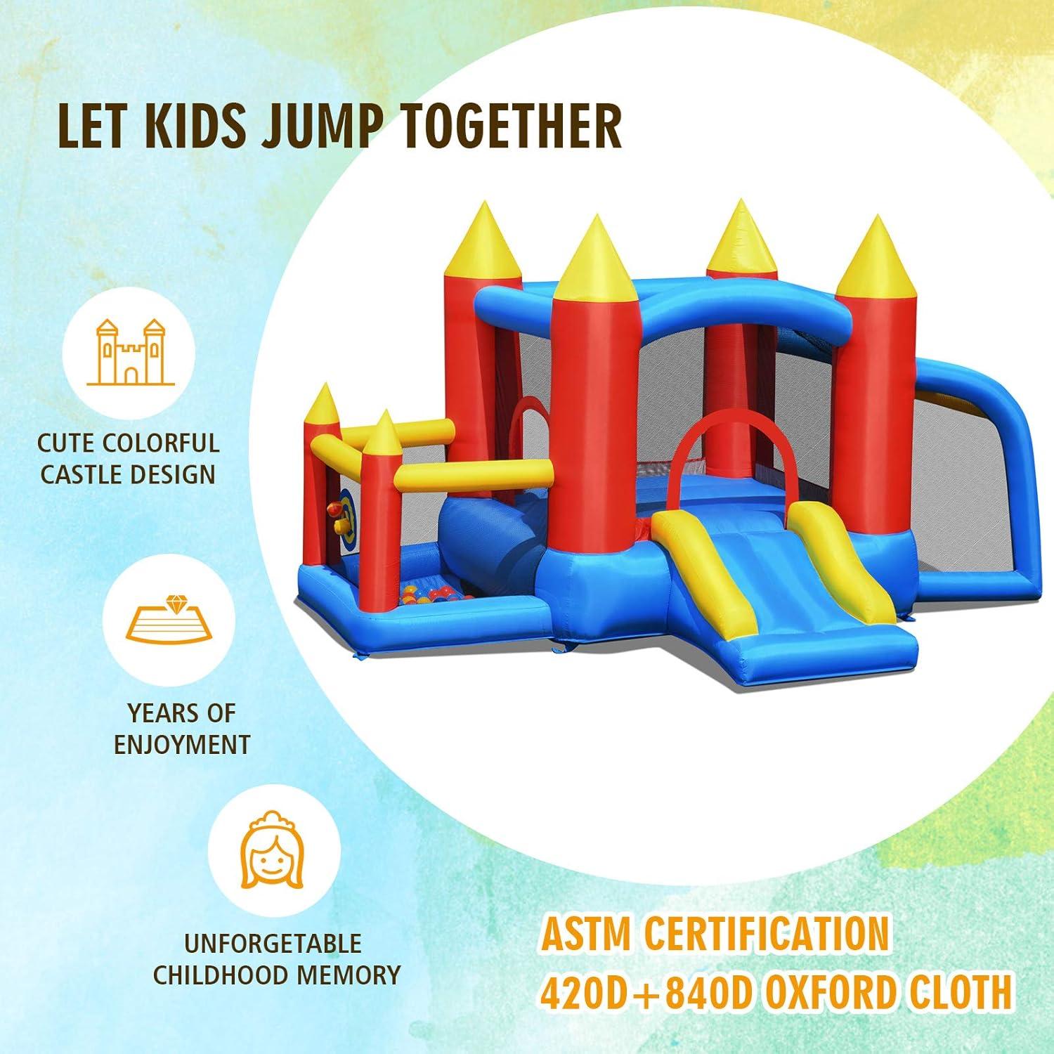 Canddidliike Kid Inflatable Slide Jumping Castle Bounce House with 740w Blower, Bounce House for Kids and Toddler, Inflatable Bouncy Castle