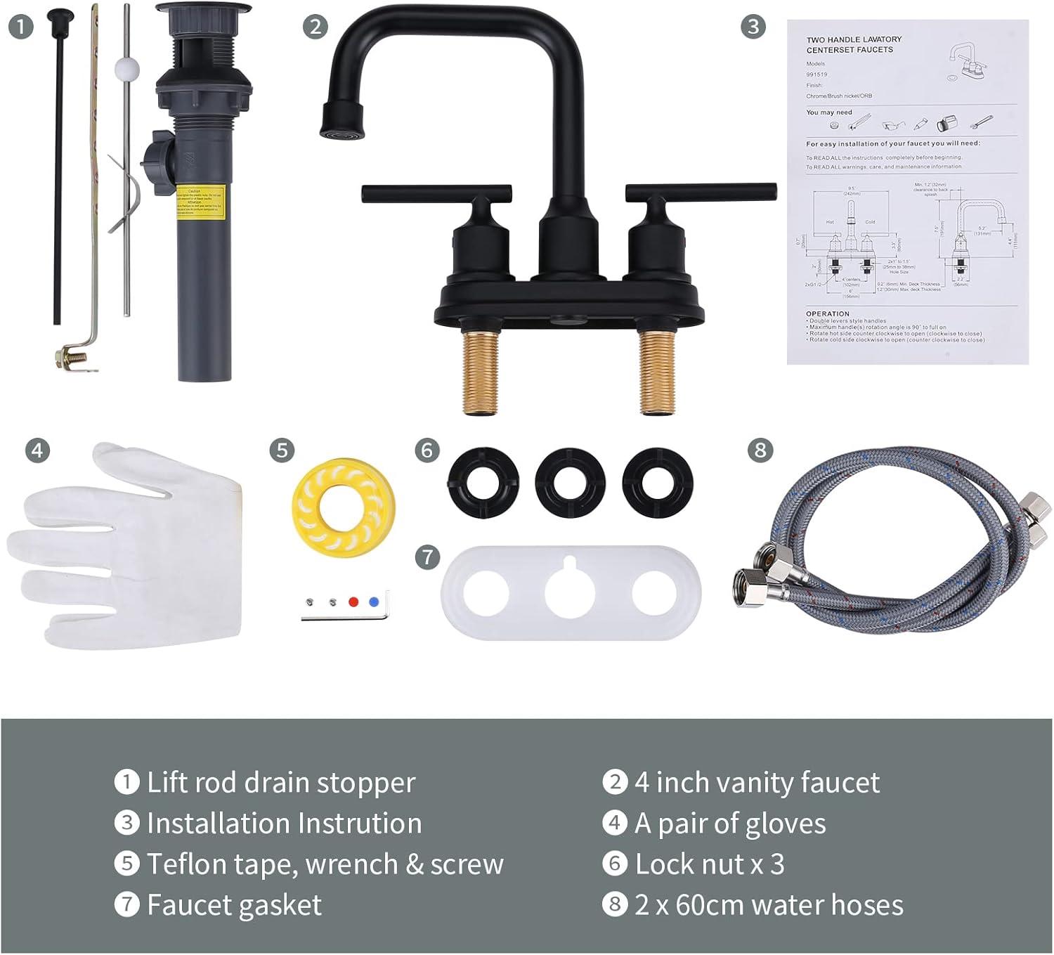 Centerset 2-handle Bathroom Faucet with Drain Assembly