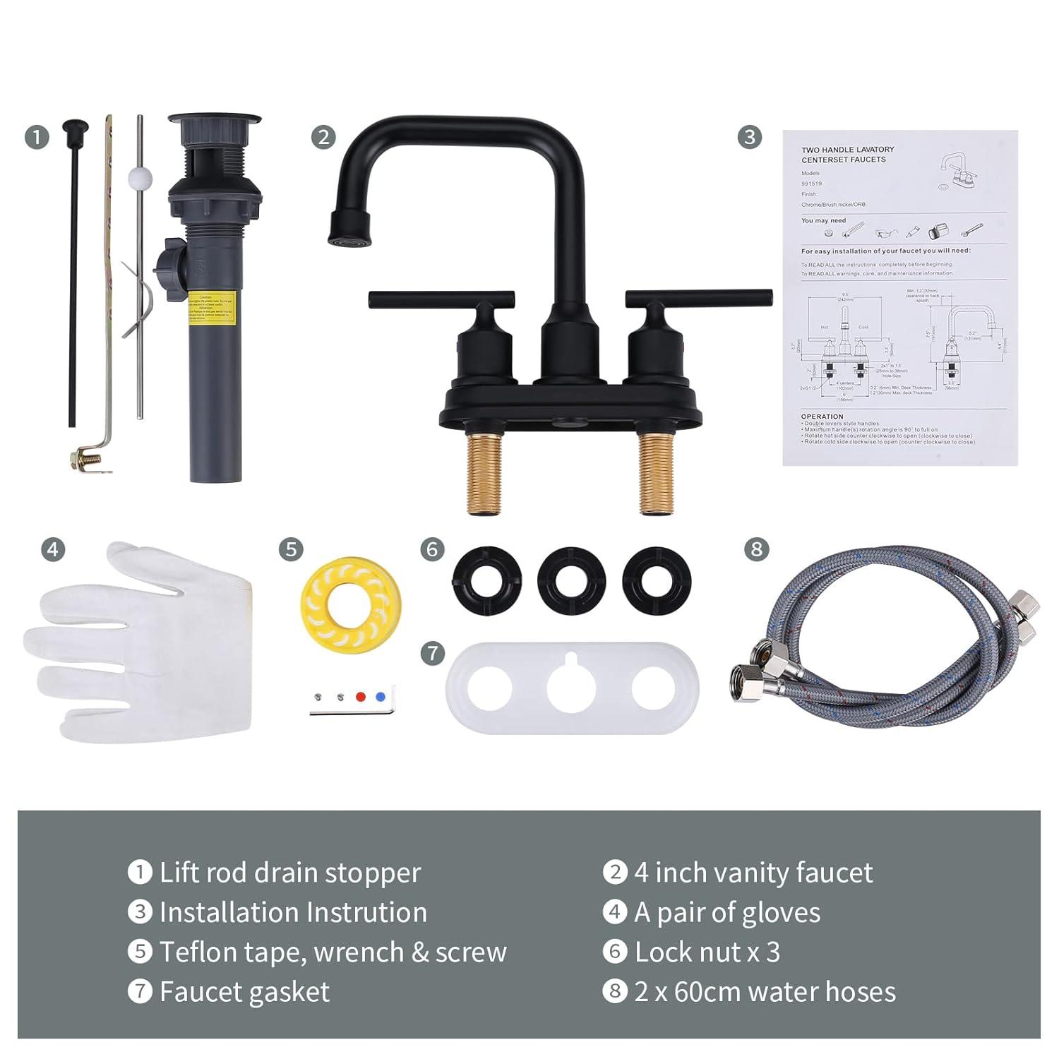Centerset 2-handle Bathroom Faucet with Drain Assembly