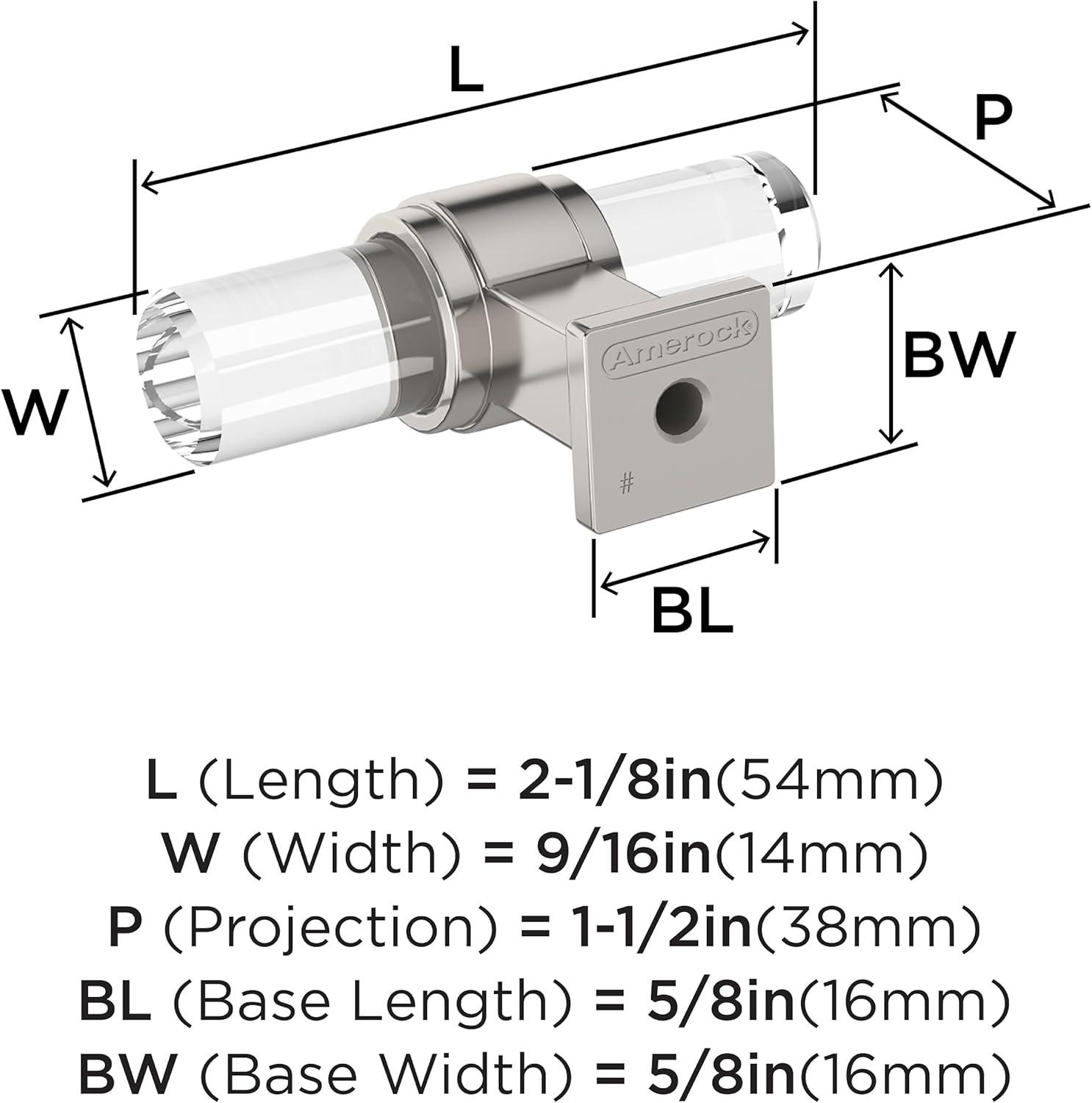 Glacio 2-1/8 Inch Clear Polished Nickel Bar Knob