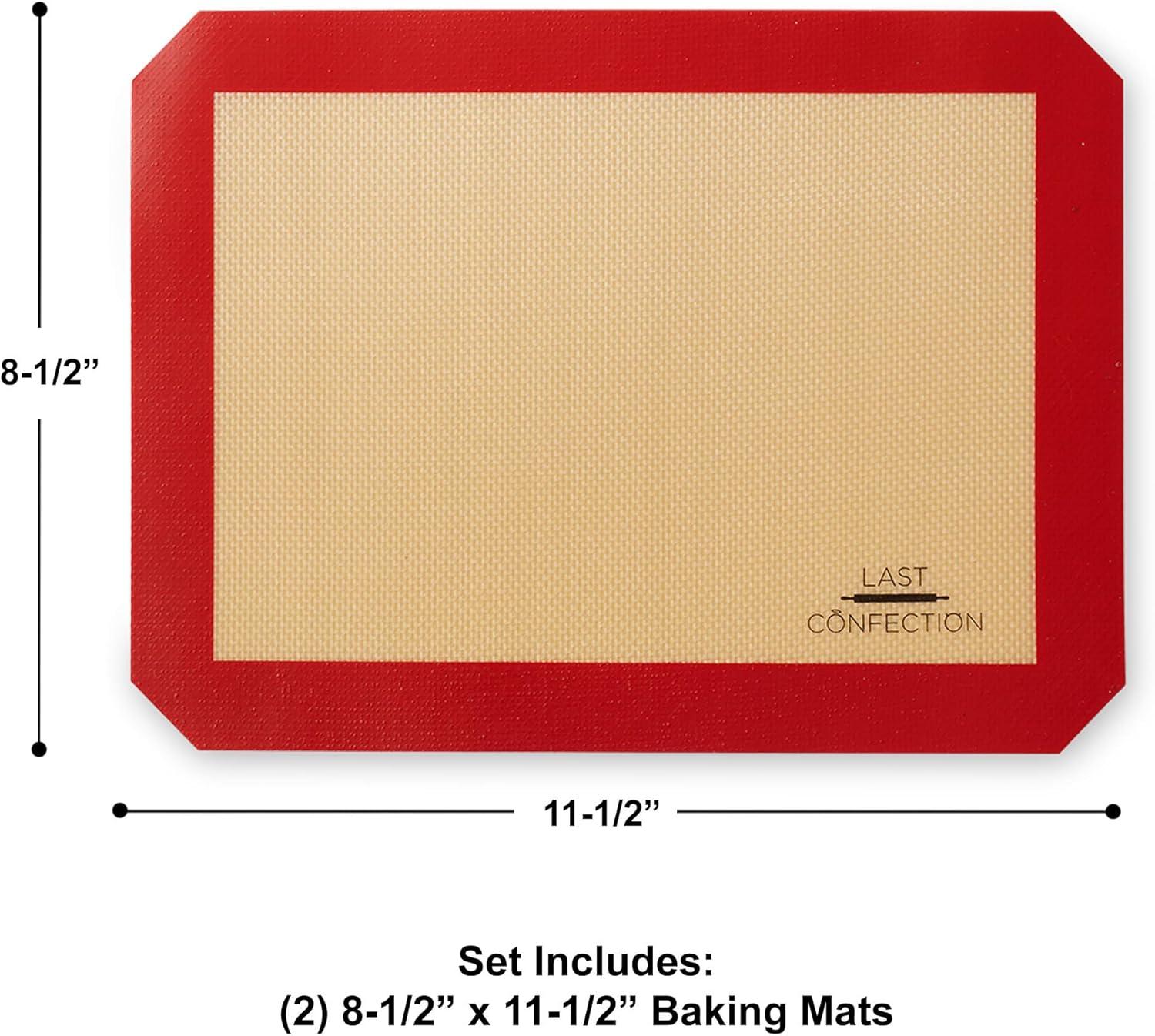 Last Confection Red Silicone Non-Stick Baking Mat Set