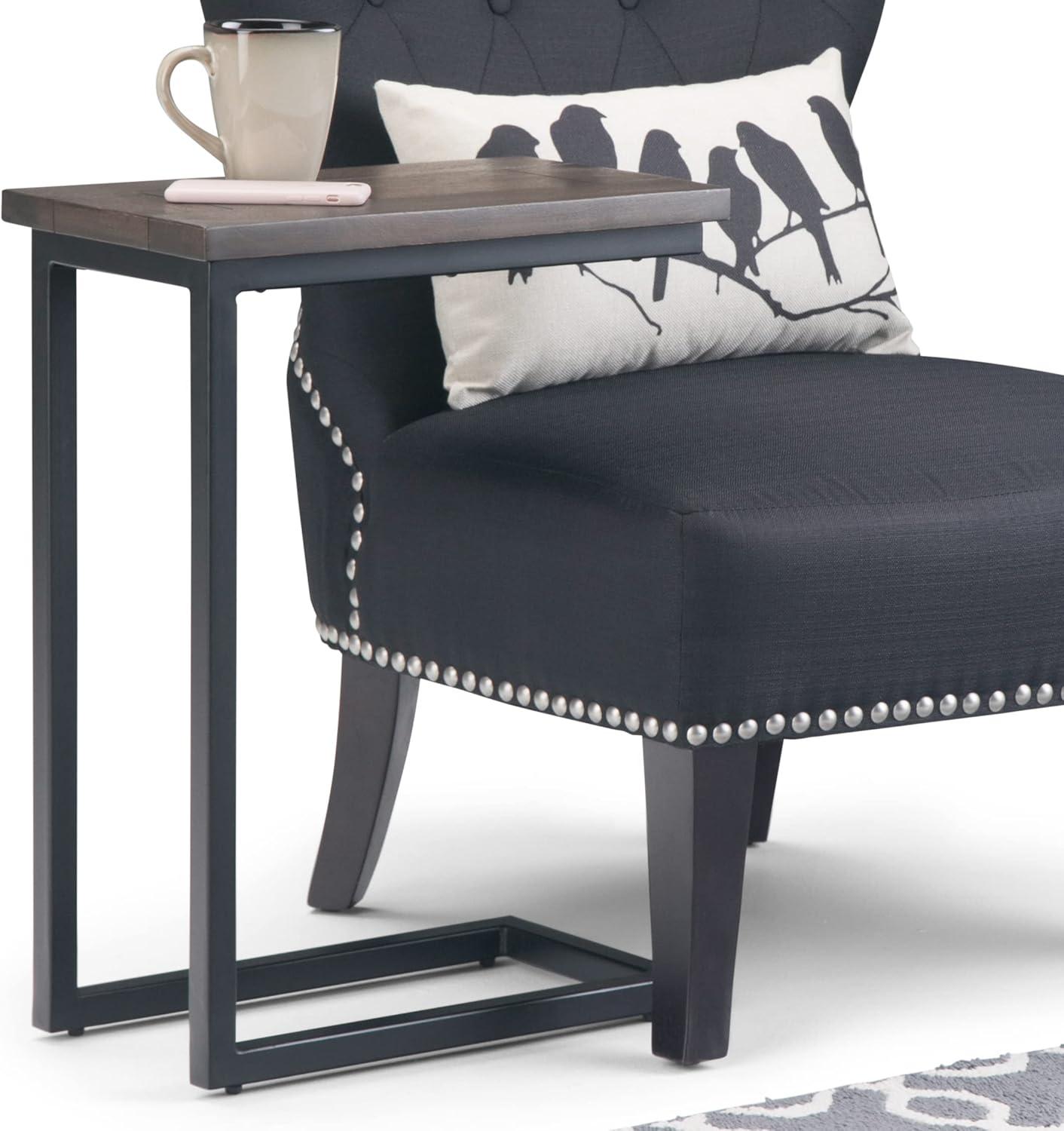 Simpli Home Skyler Contemporary End Table in Walnut and Black