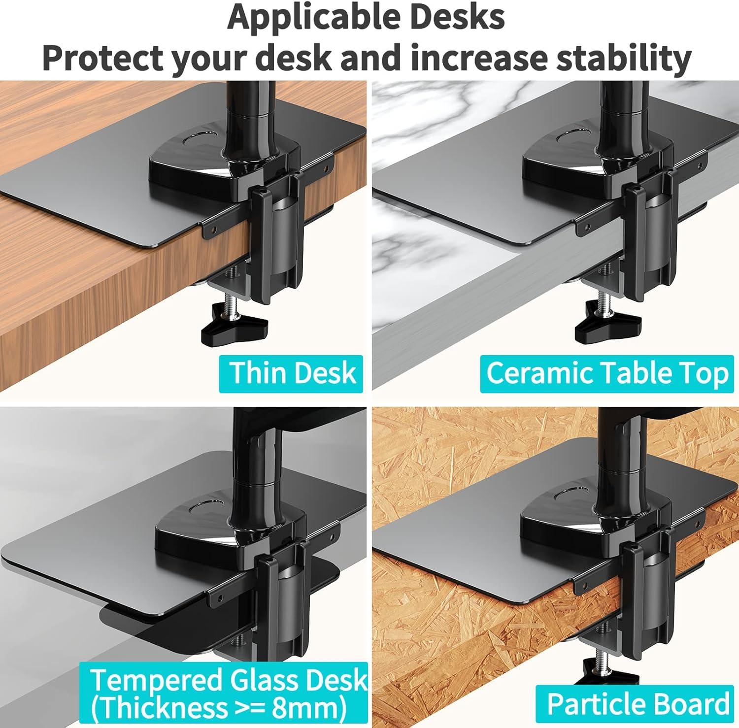 Black Steel Monitor Mount Reinforcement Plate for Desktops