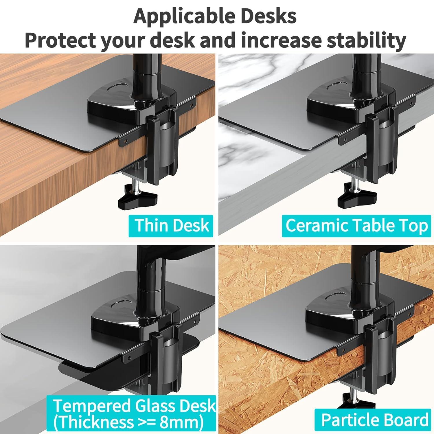 Steel Monitor Mount Reinforcement Plate for Thin, Glass and Other Fragile Tabletop, Steel Bracket Plate Fits Most Monitor Stand C Clamp Installation